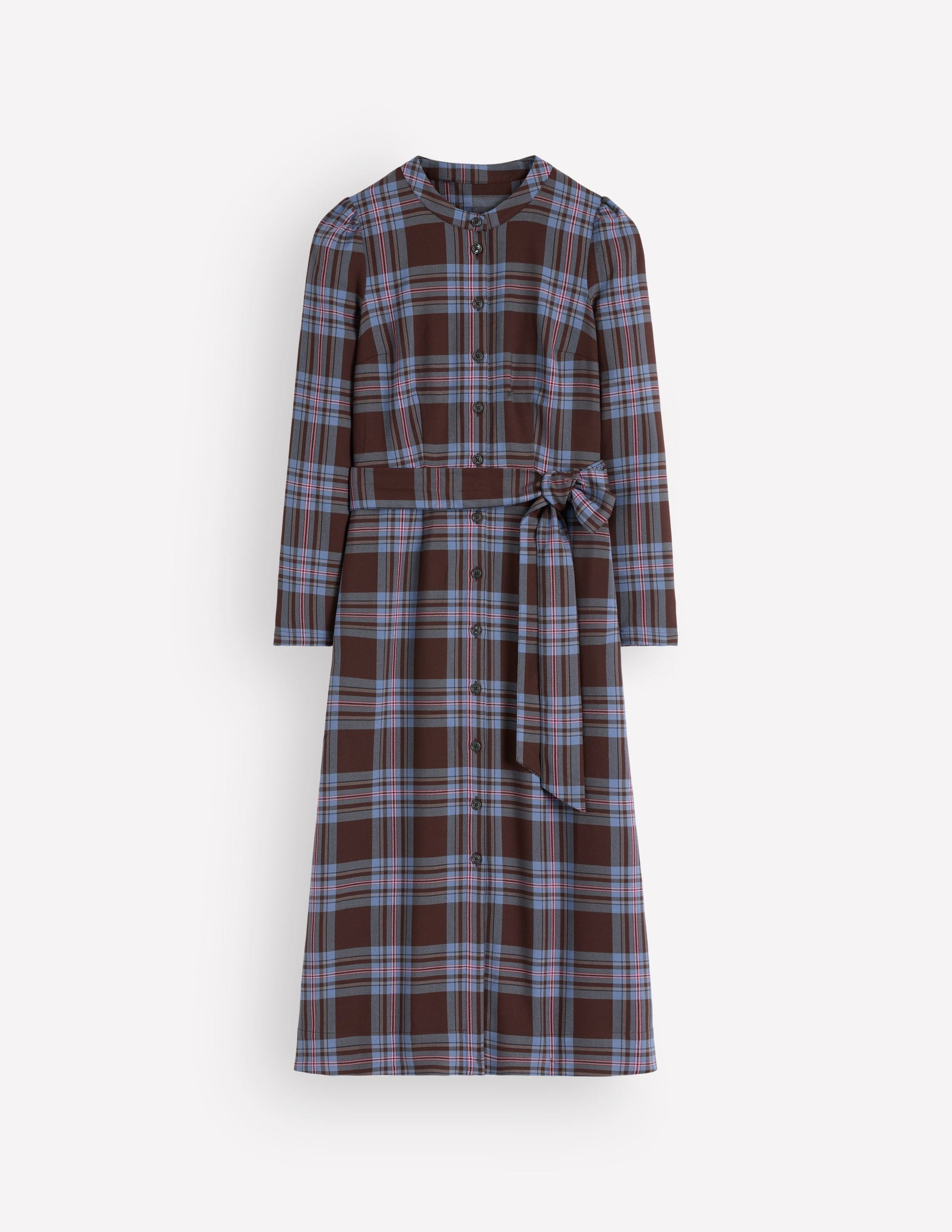 Louise Check Midi Shirt Dress-Brown, Blue and Pink Check-6