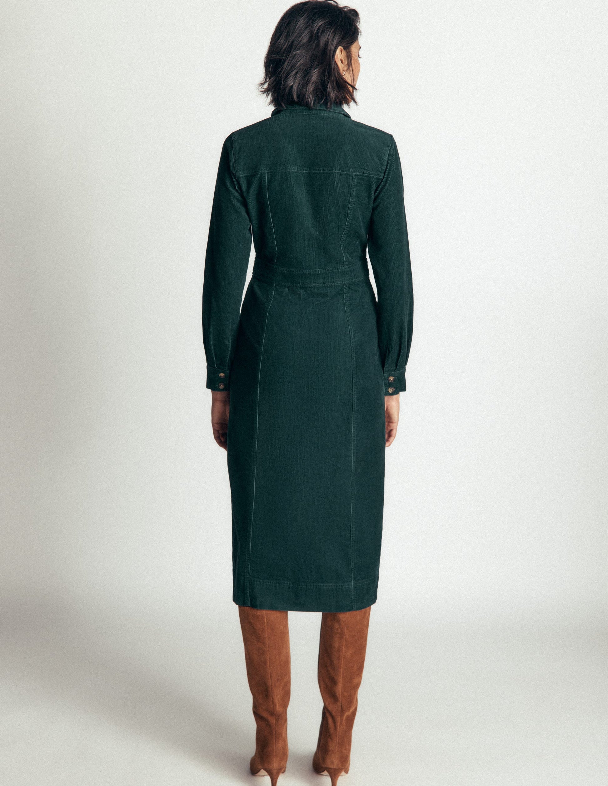 Fleur Cord Midi Dress-Midnight Teal-3