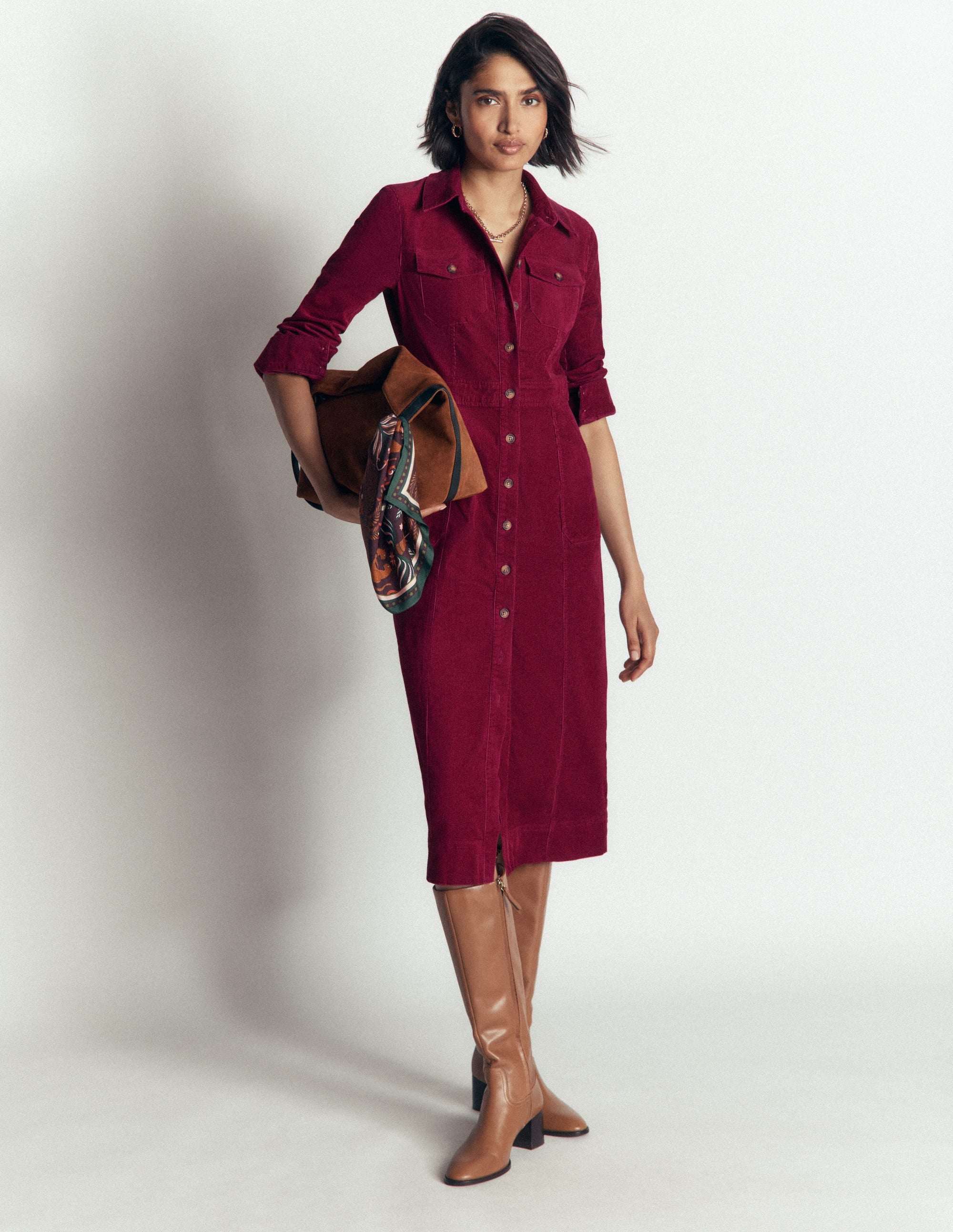 Fleur Cord Midi Dress-Ruby Red - Image 2