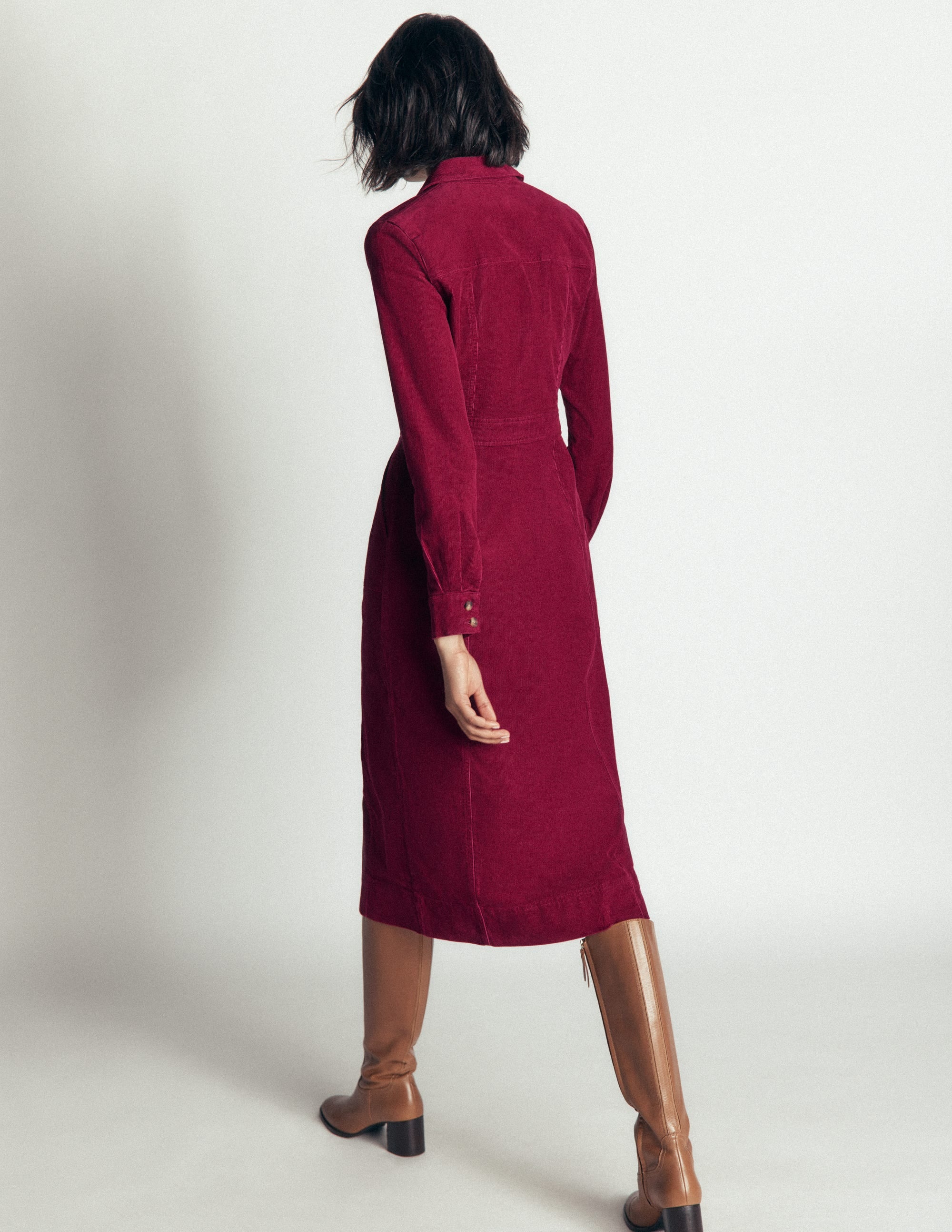 Fleur Cord Midi Dress-Ruby Red - Image 3
