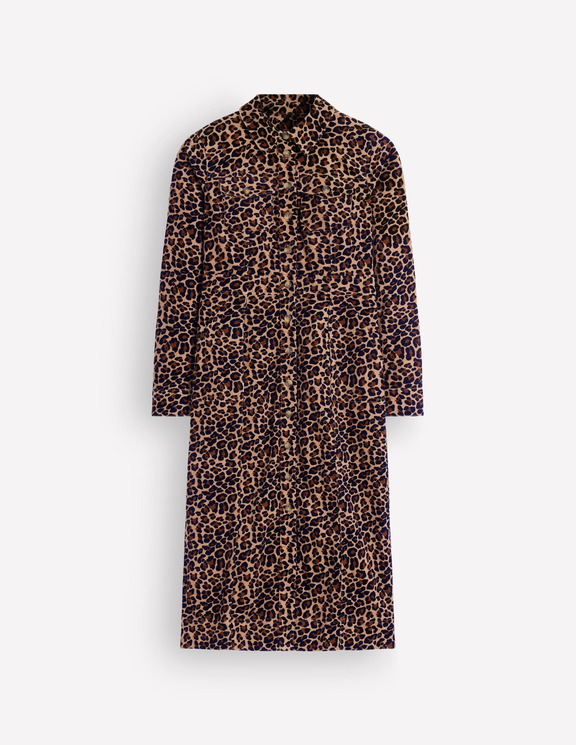 Fleur Cord Midi Dress-Brown, Leopard Fields - Image 6