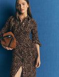 Fleur Cord Midi Dress-Brown, Leopard Fields