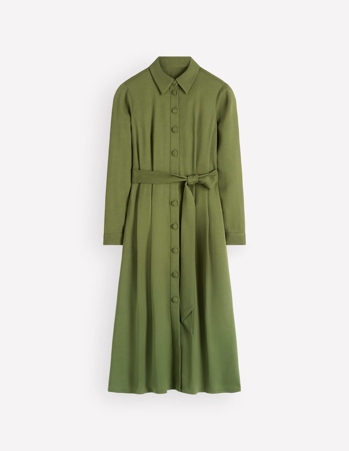 Kate Pleated Shirt Dress-Forest Green-6