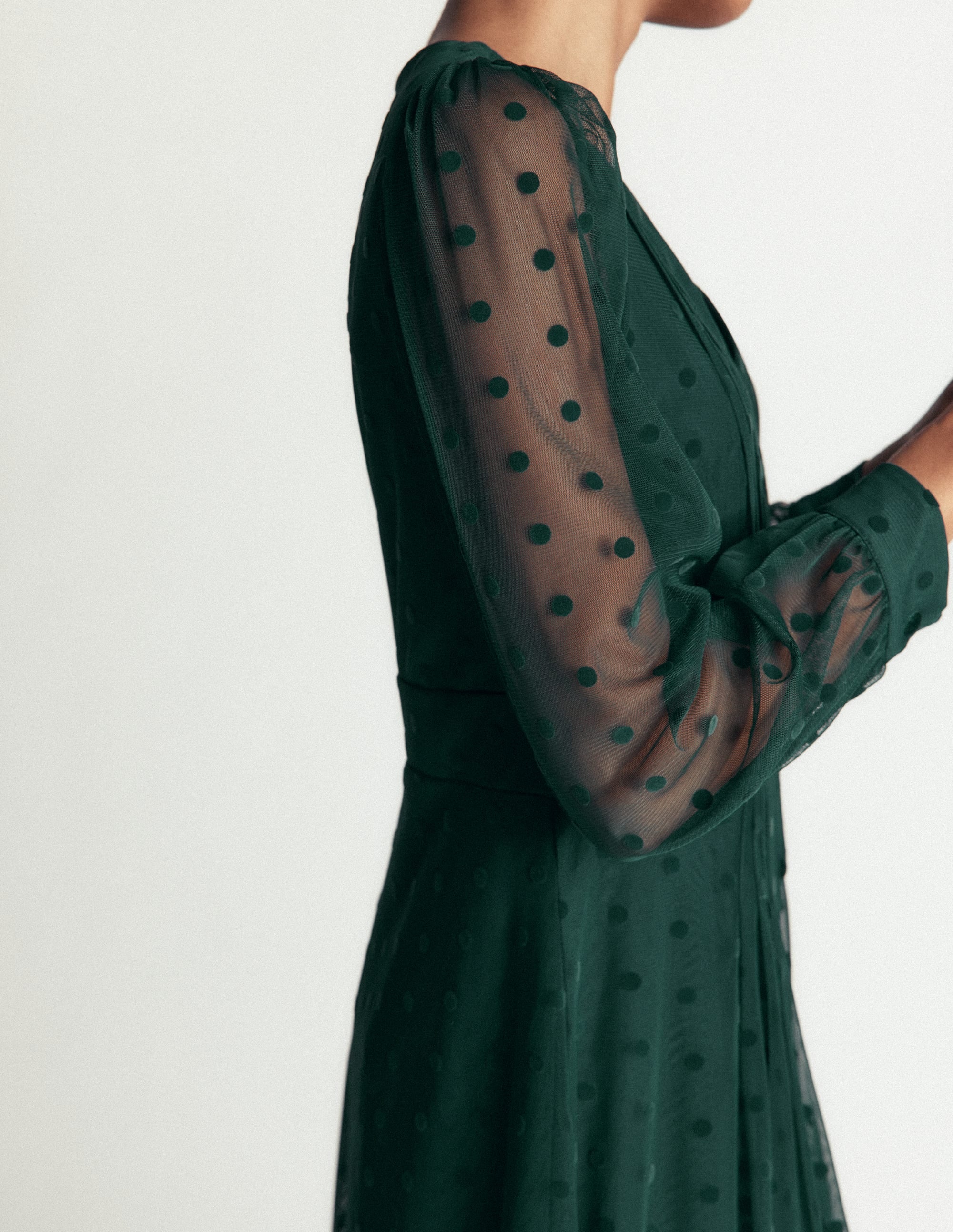 Pleated Tulle Midi Dress-Midnight Teal - Image 2