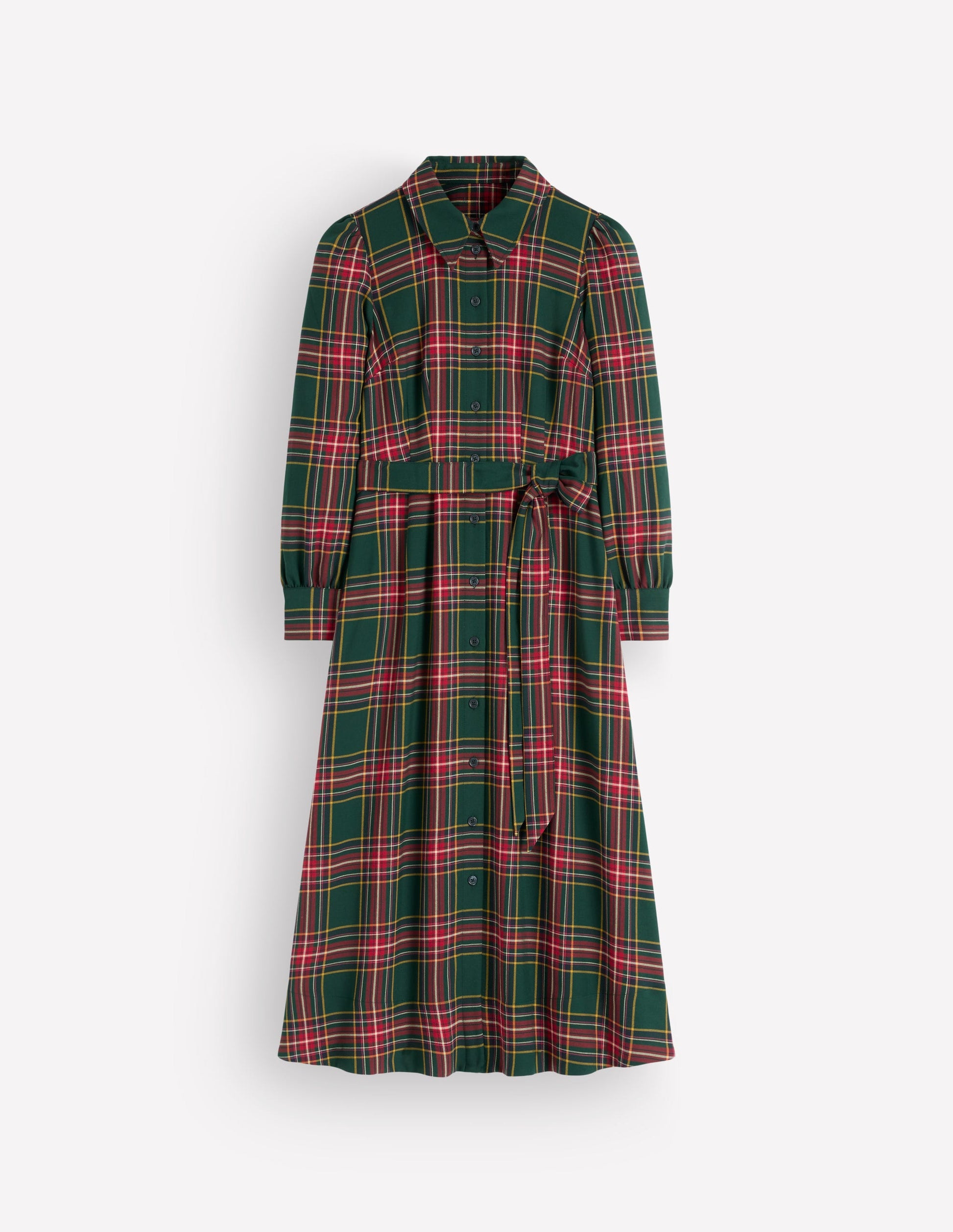 Maeve Check Midi Shirt Dress-Green, Navy and Red Check-7