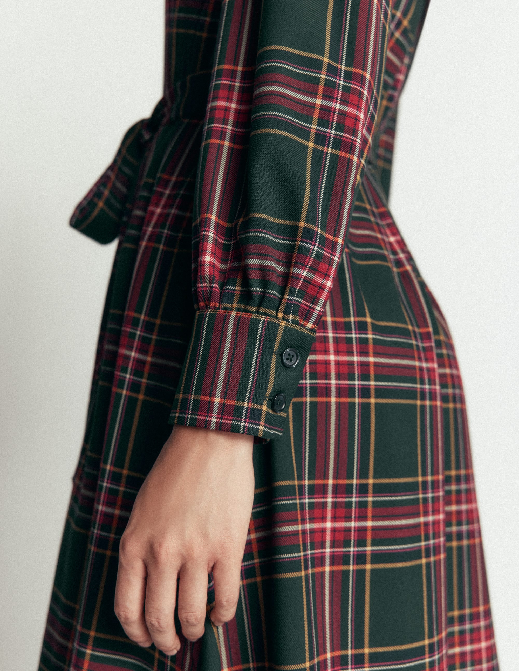 Maeve Check Midi Shirt Dress-Green, Navy and Red Check - Image 3
