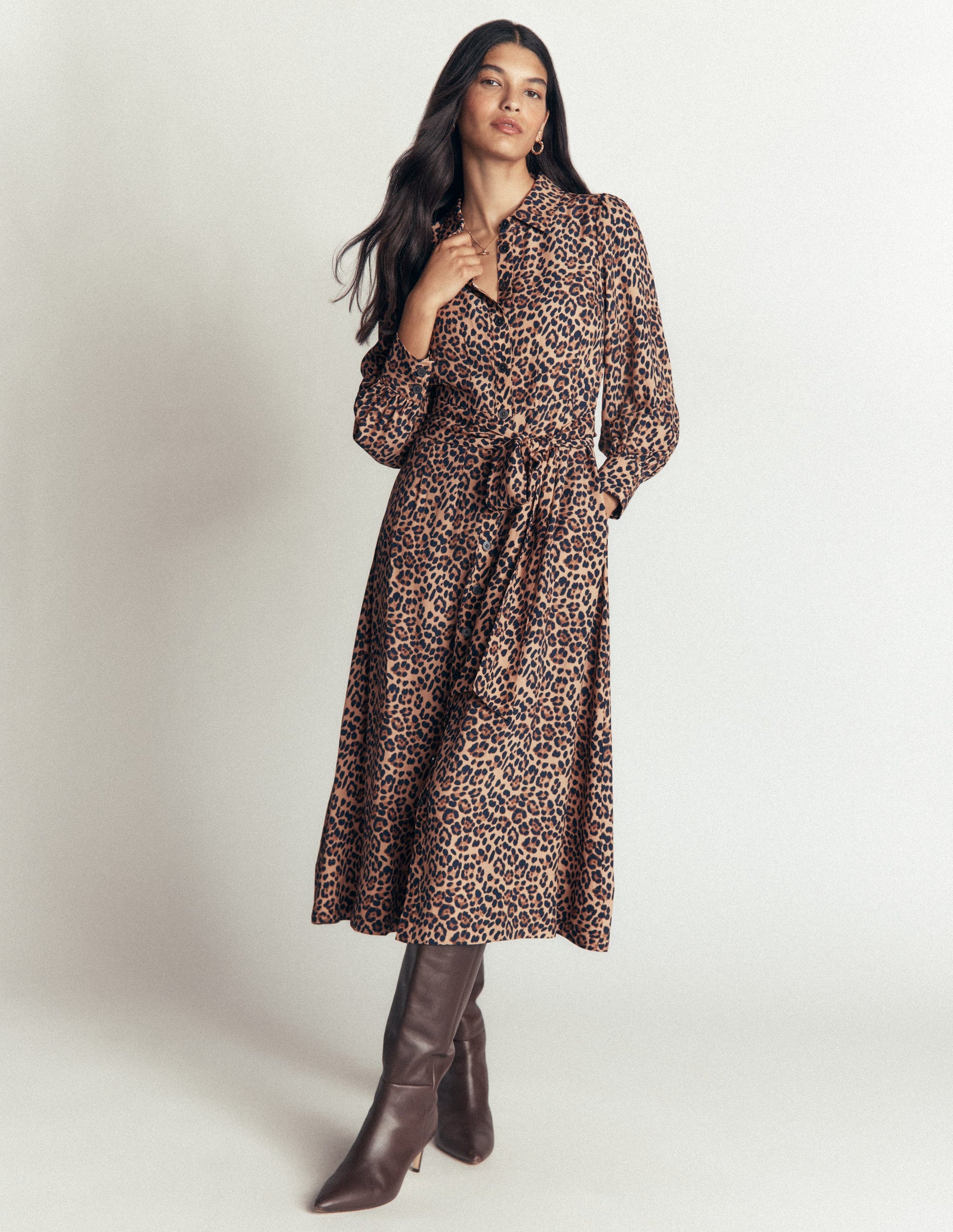 Maeve Occasion Shirt Dress-Animal Print-4