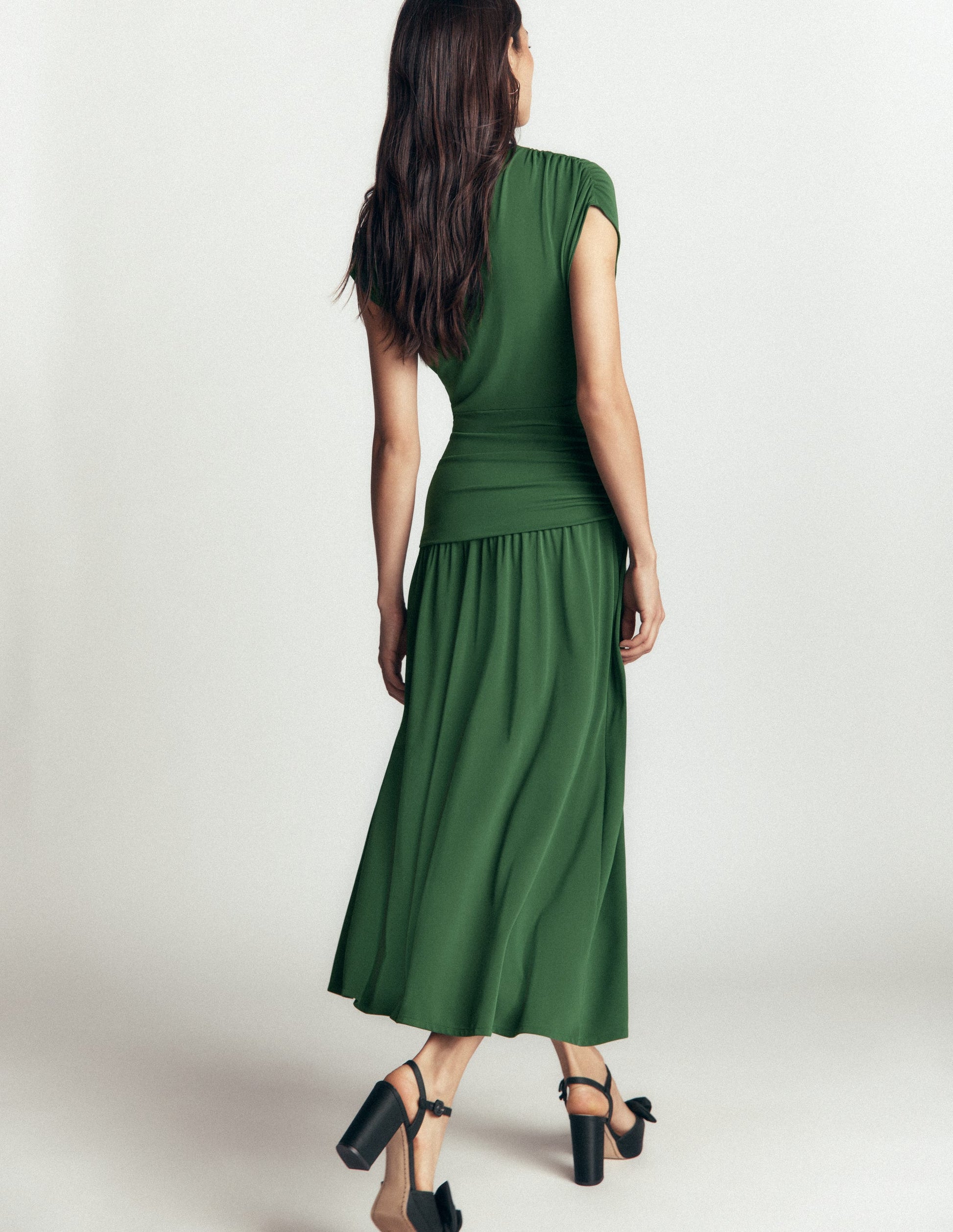 Drape Jersey Crepe Maxi Dress-Hunter Green-5