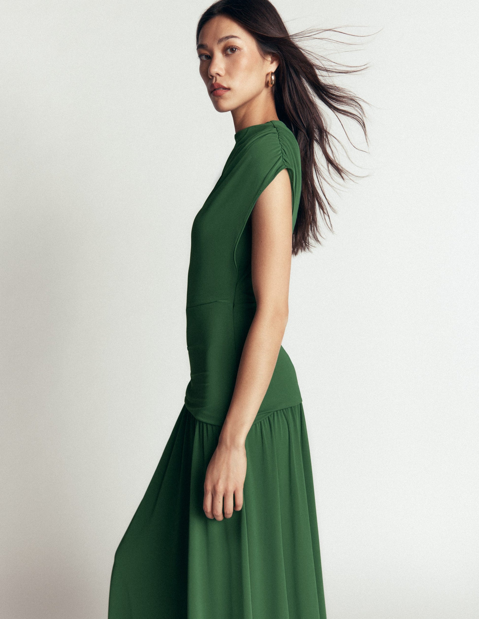 Drape Jersey Crepe Maxi Dress-Hunter Green-8