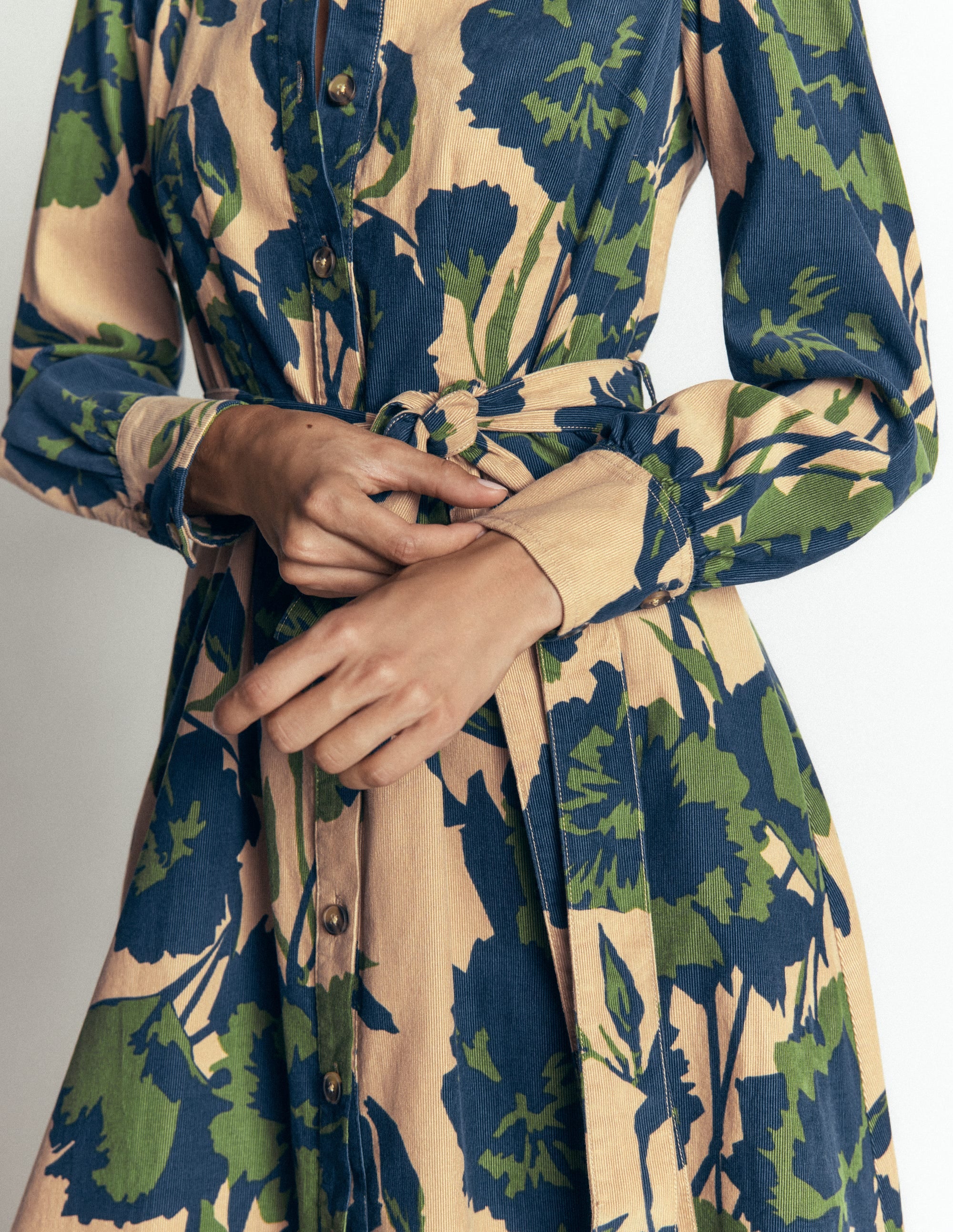 Maeve Cord Midi Shirt Dress-Cool Cocoa, Forest Breeze - Image 3