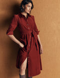 Maeve Cord Midi Shirt Dress-Spiced Apple