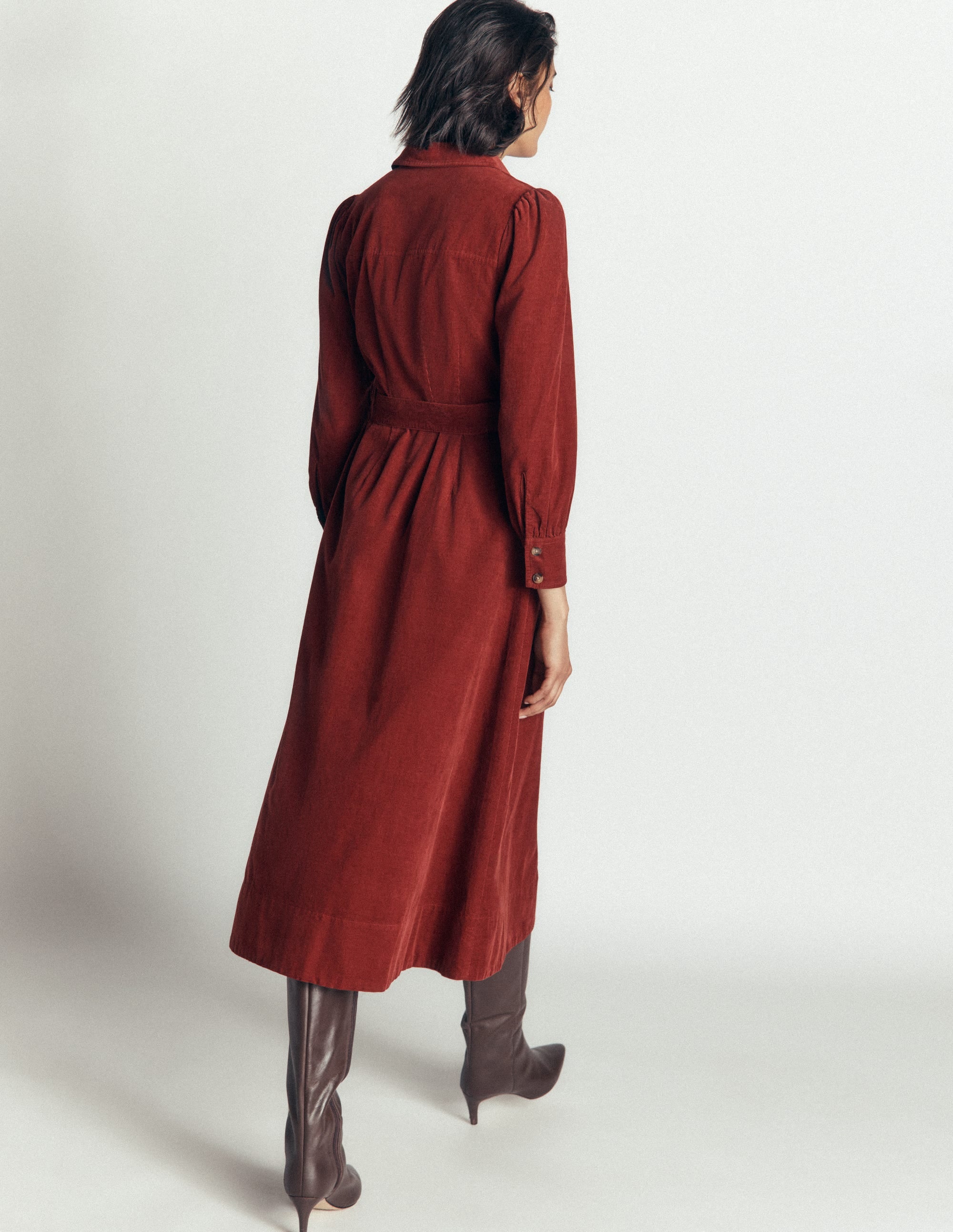 Maeve Cord Midi Shirt Dress-Spiced Apple - Image 3