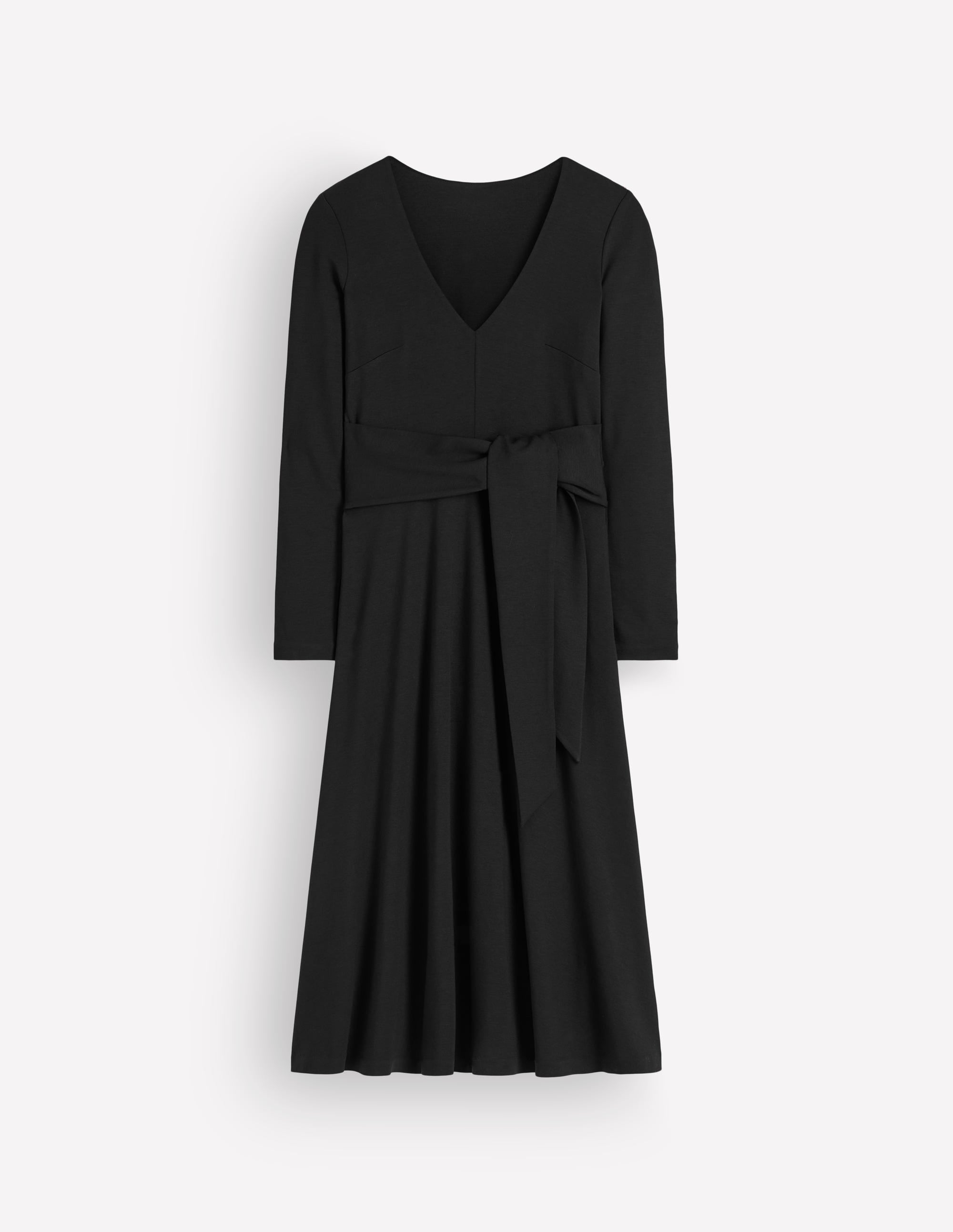 Tie Waist Ponte Dress-Black - Image 4