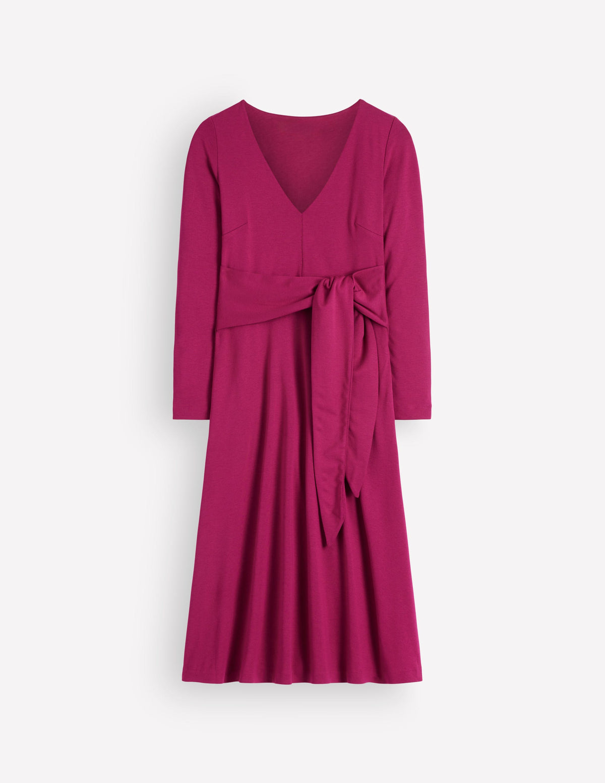 Tie Waist Ponte Dress-Beetroot Red-5