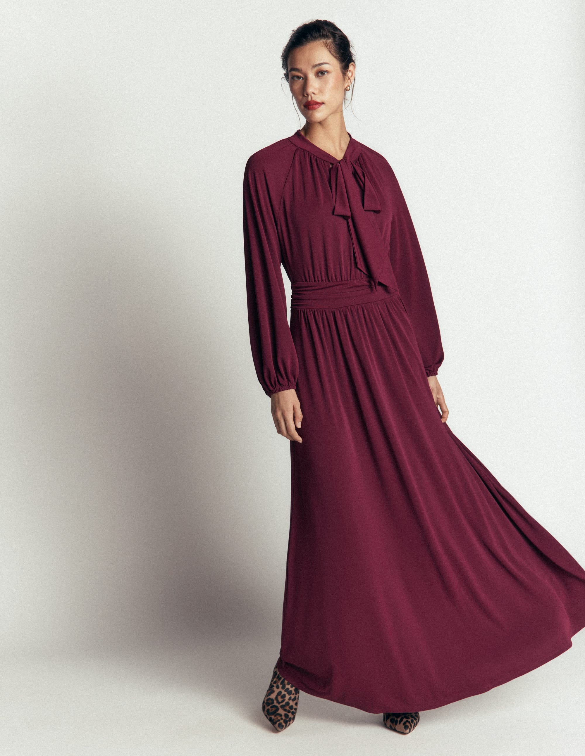 Pussybow Jersey Maxi Dress-Deep Wisteria - Image 1
