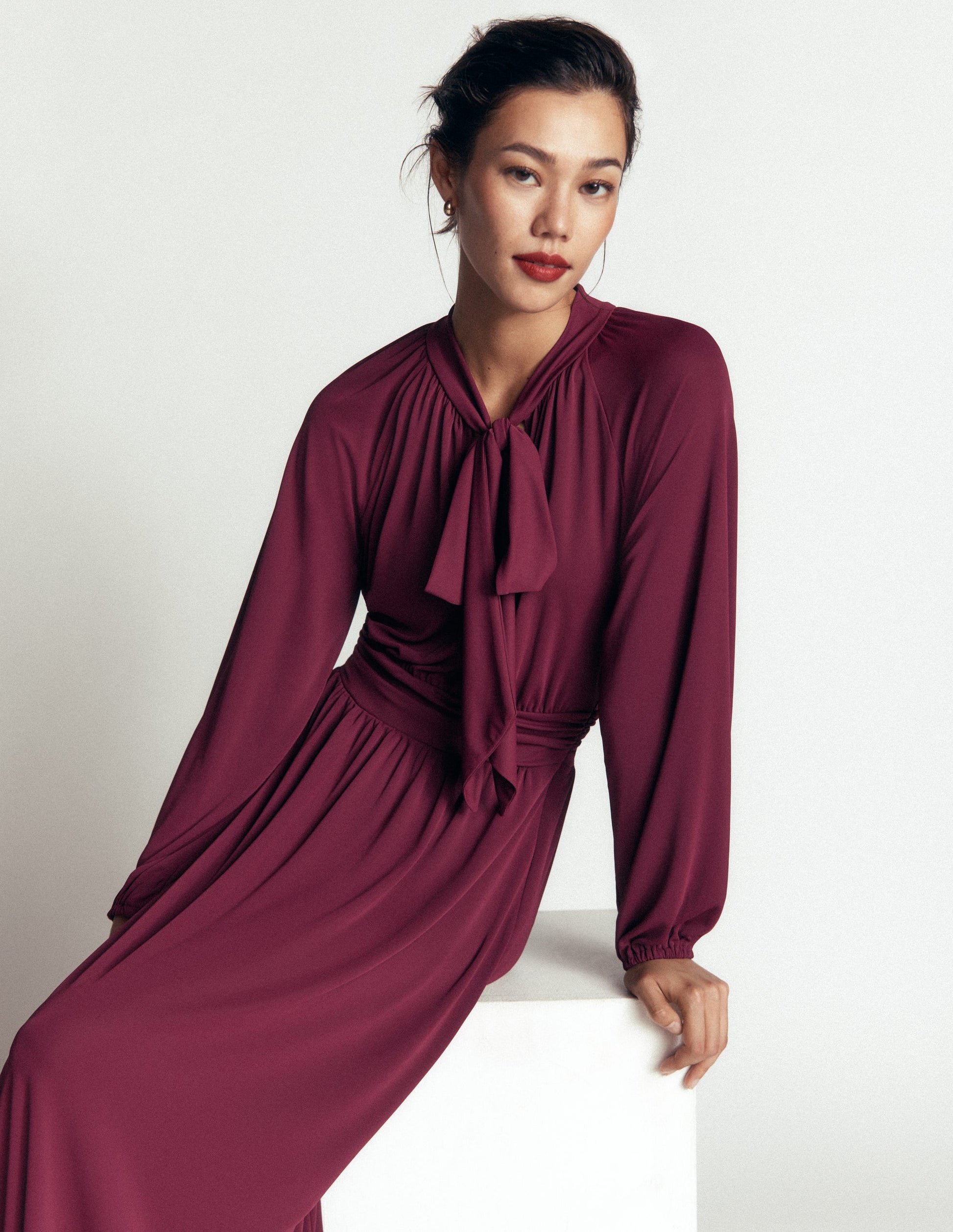 Pussybow Jersey Maxi Dress-Deep Wisteria-4