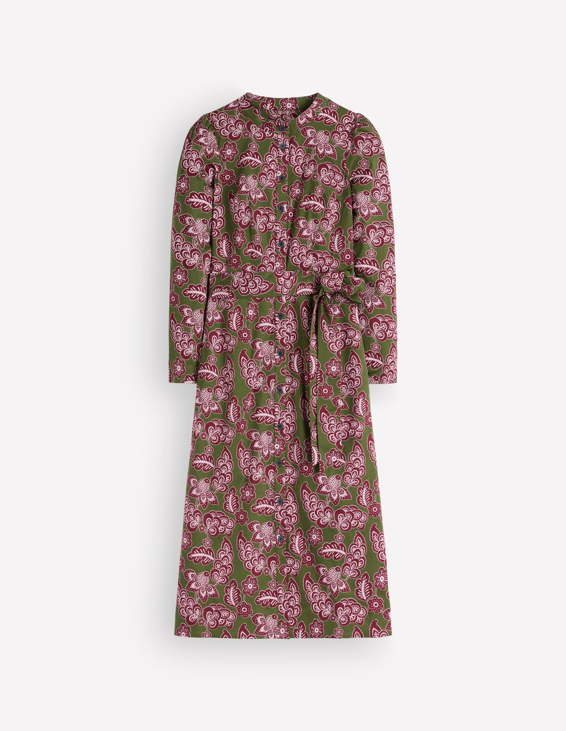 Louise Midi Shirt Dress-Forest Green, Tickled Meadows-6
