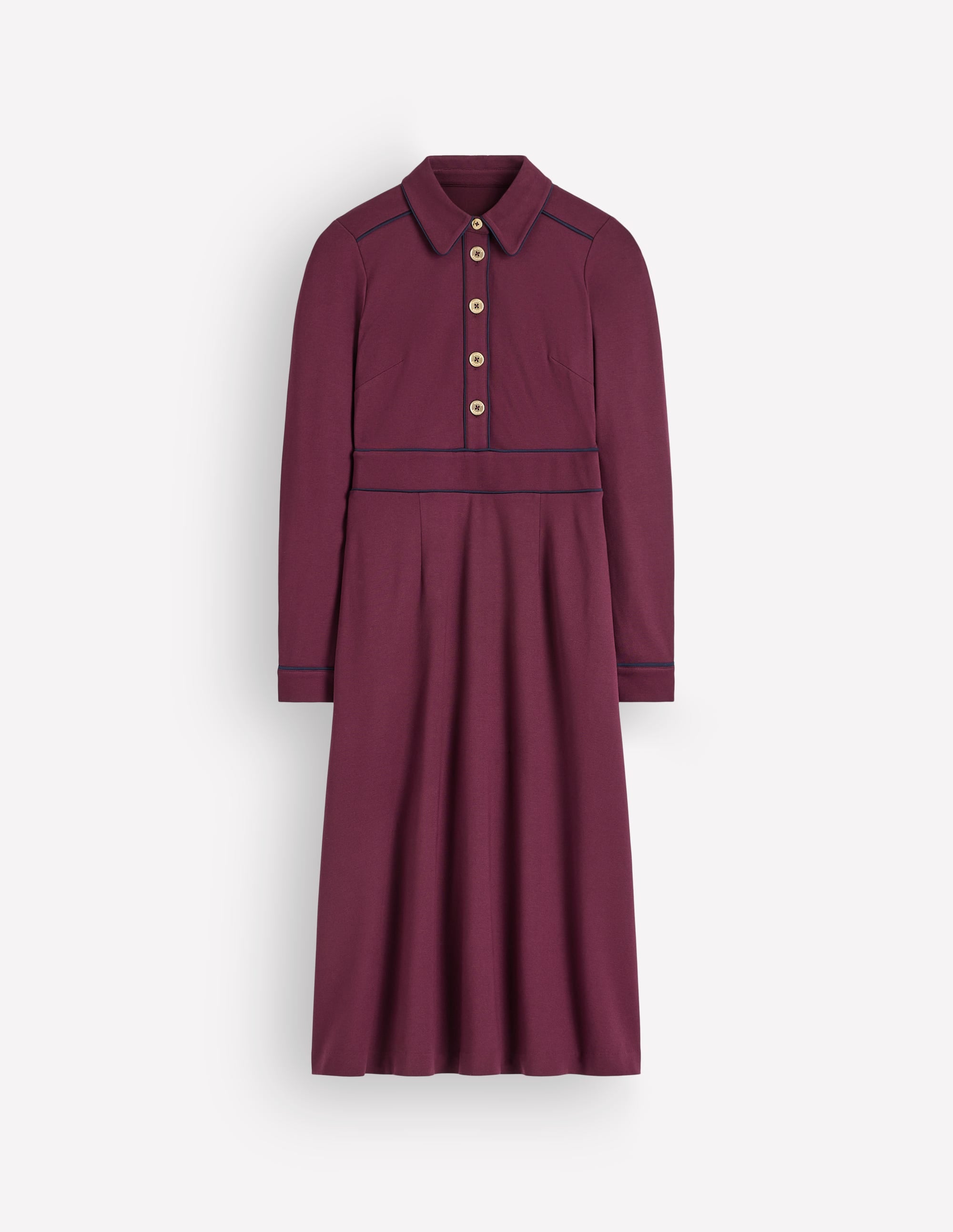 Etta Piping Detail Ponte Dress-Dark Cherry, Navy - Image 6