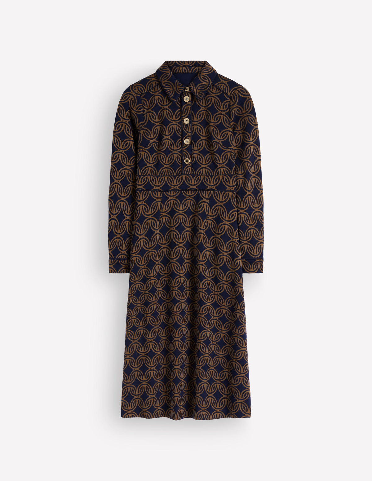 Etta Piping Detail Ponte Dress-Navy, Geo Parade Mono-7