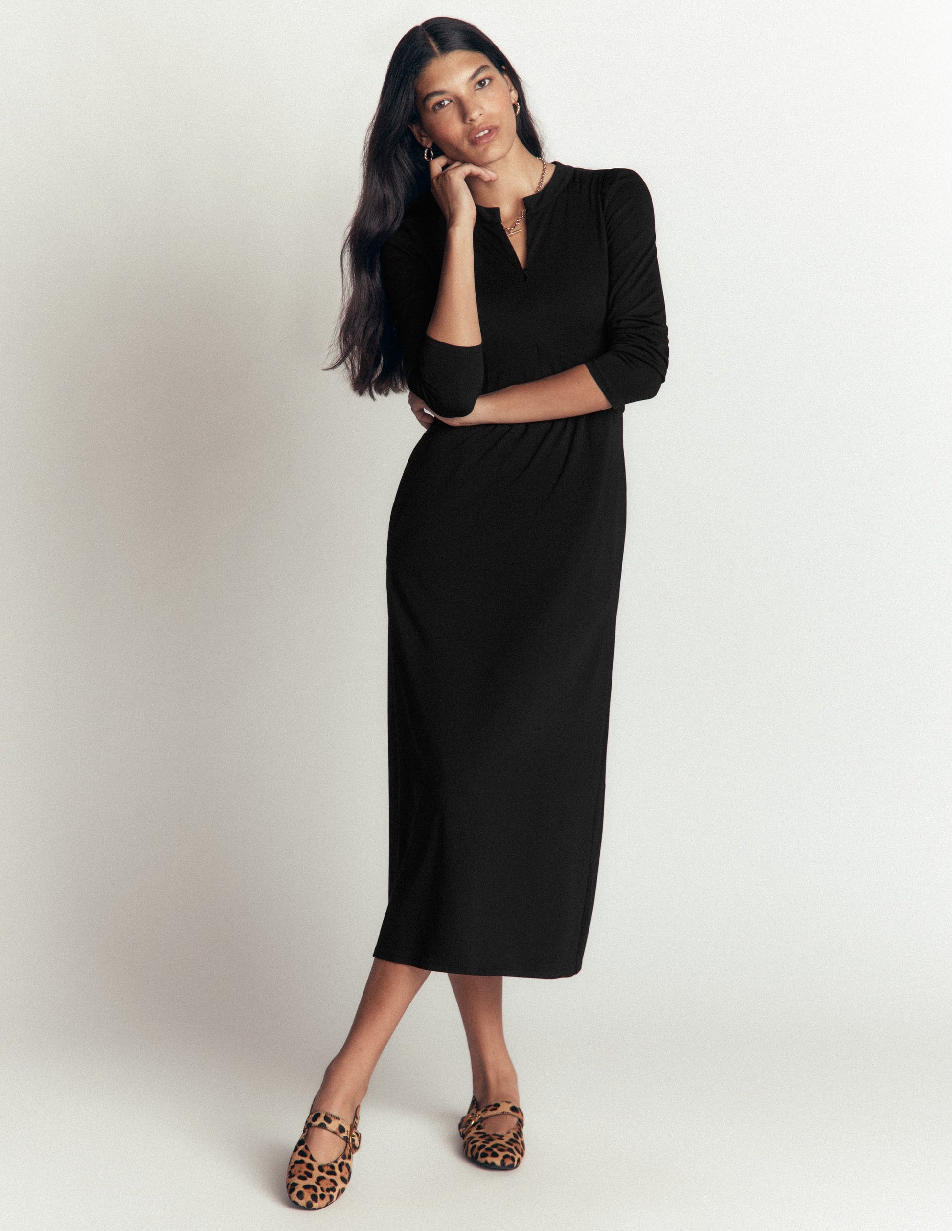 Hope Zip Detail Jersey Dress-Black-1