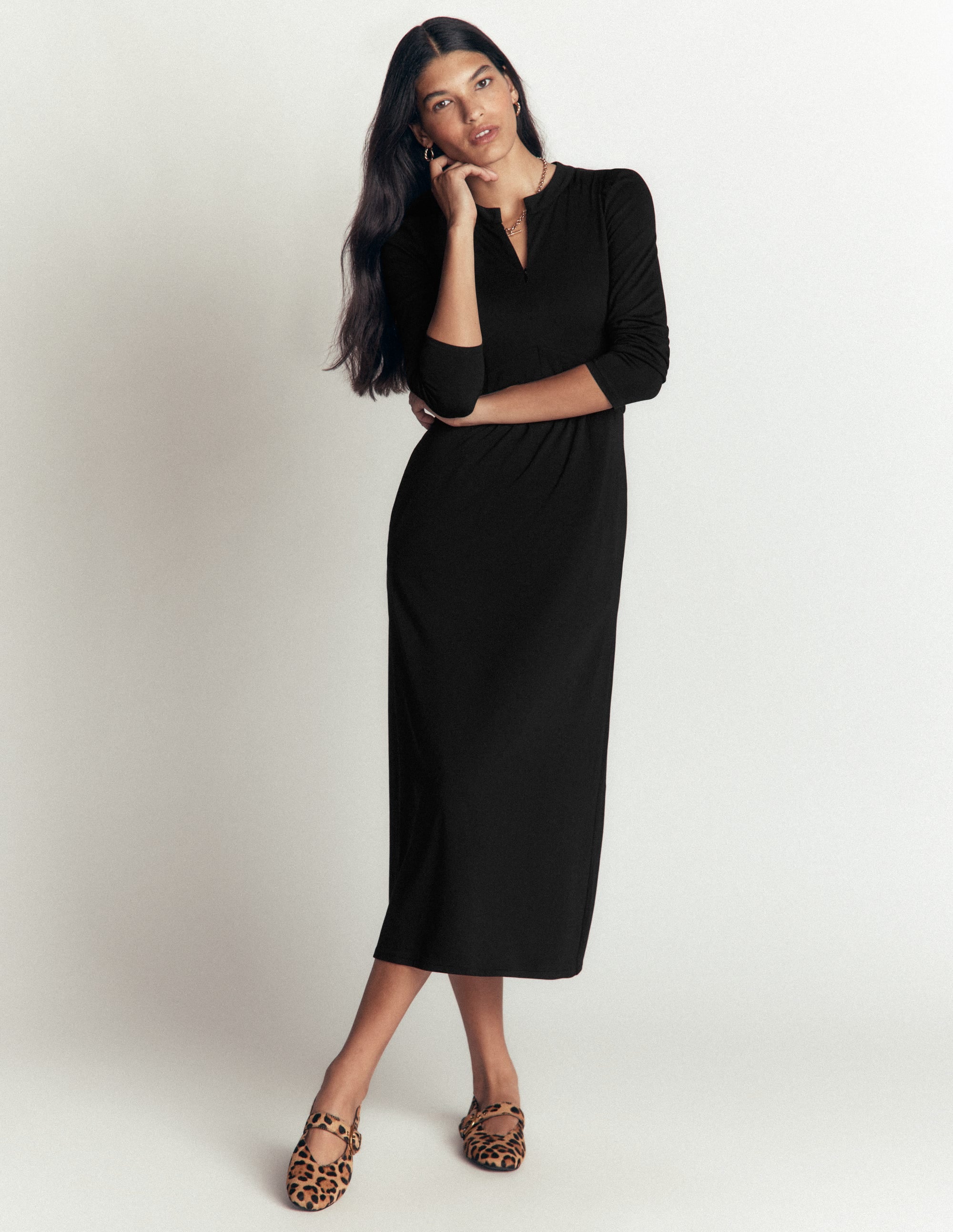Hope Zip Detail Jersey Dress-Black - Image 1