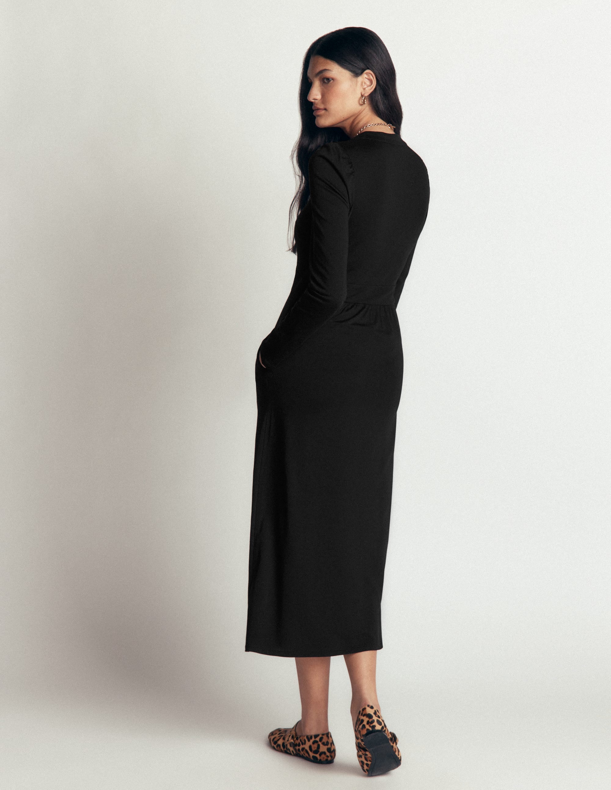 Hope Zip Detail Jersey Dress-Black - Image 3