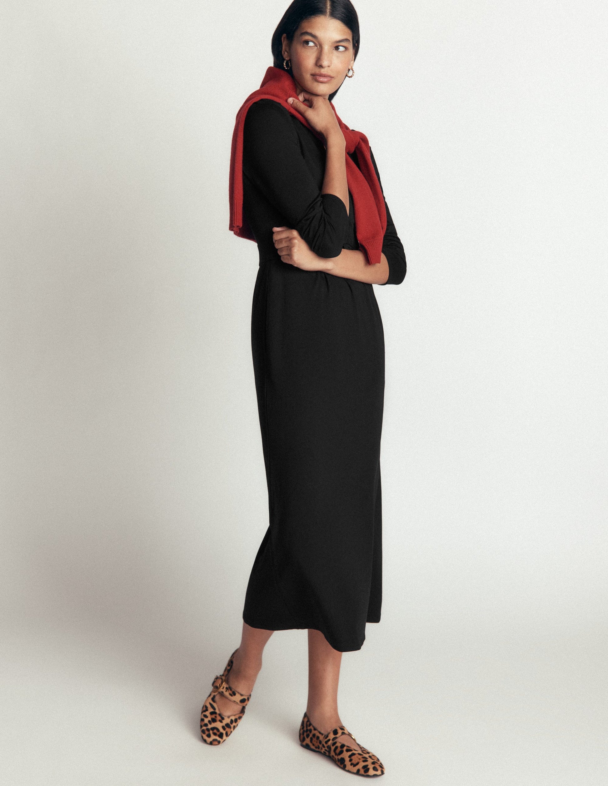 Hope Zip Detail Jersey Dress-Black-4