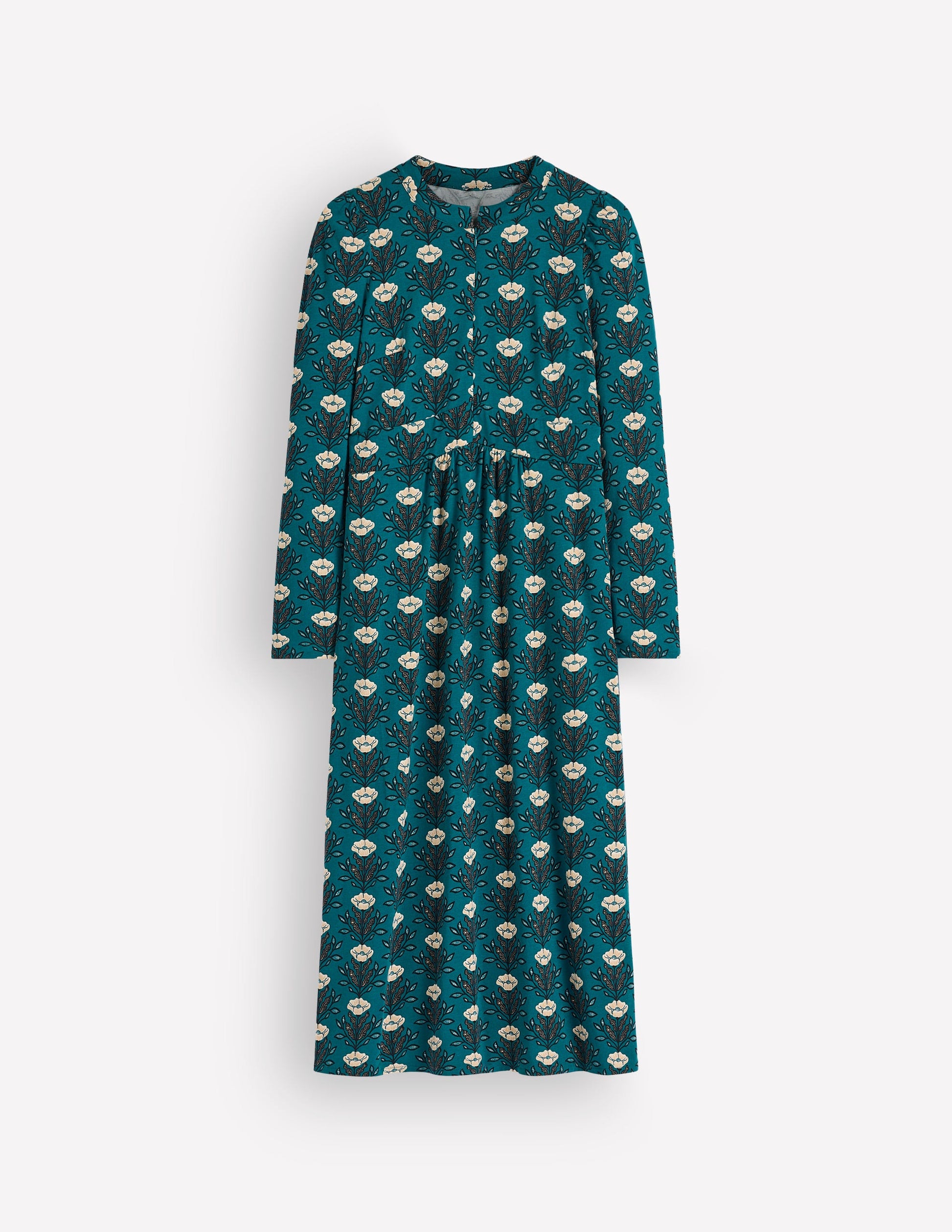 Hope Zip Detail Jersey Dress-Storm Blue, Flourishing Buds-5