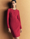 Marla Seamed Ottoman Dress-Red Earth