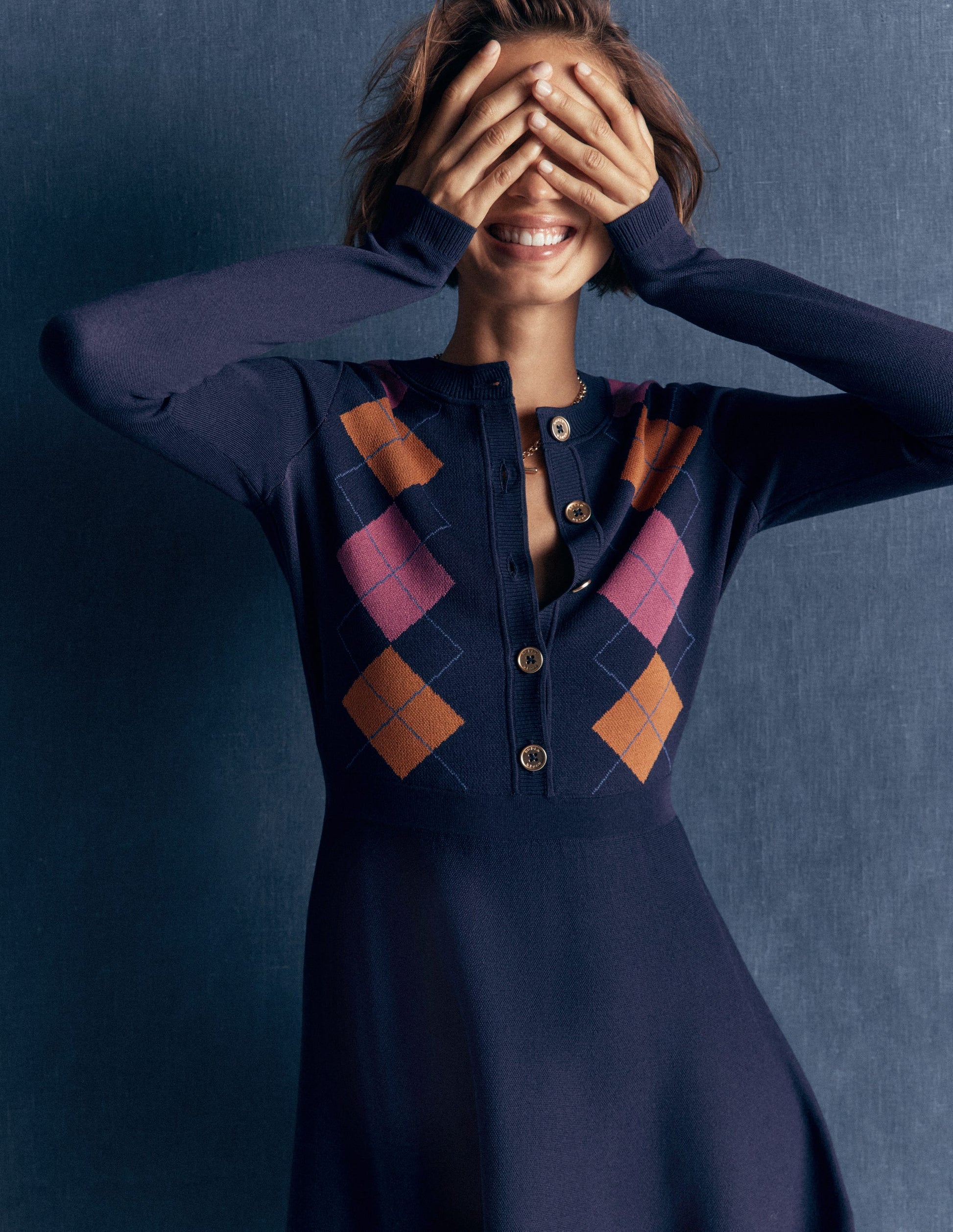 Crew Neck Jacquard Dress-Navy Jacquard-7