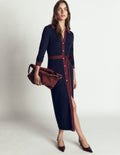 Jessica Knitted Shirt Dress-Evening Blue, Deep Wisteria