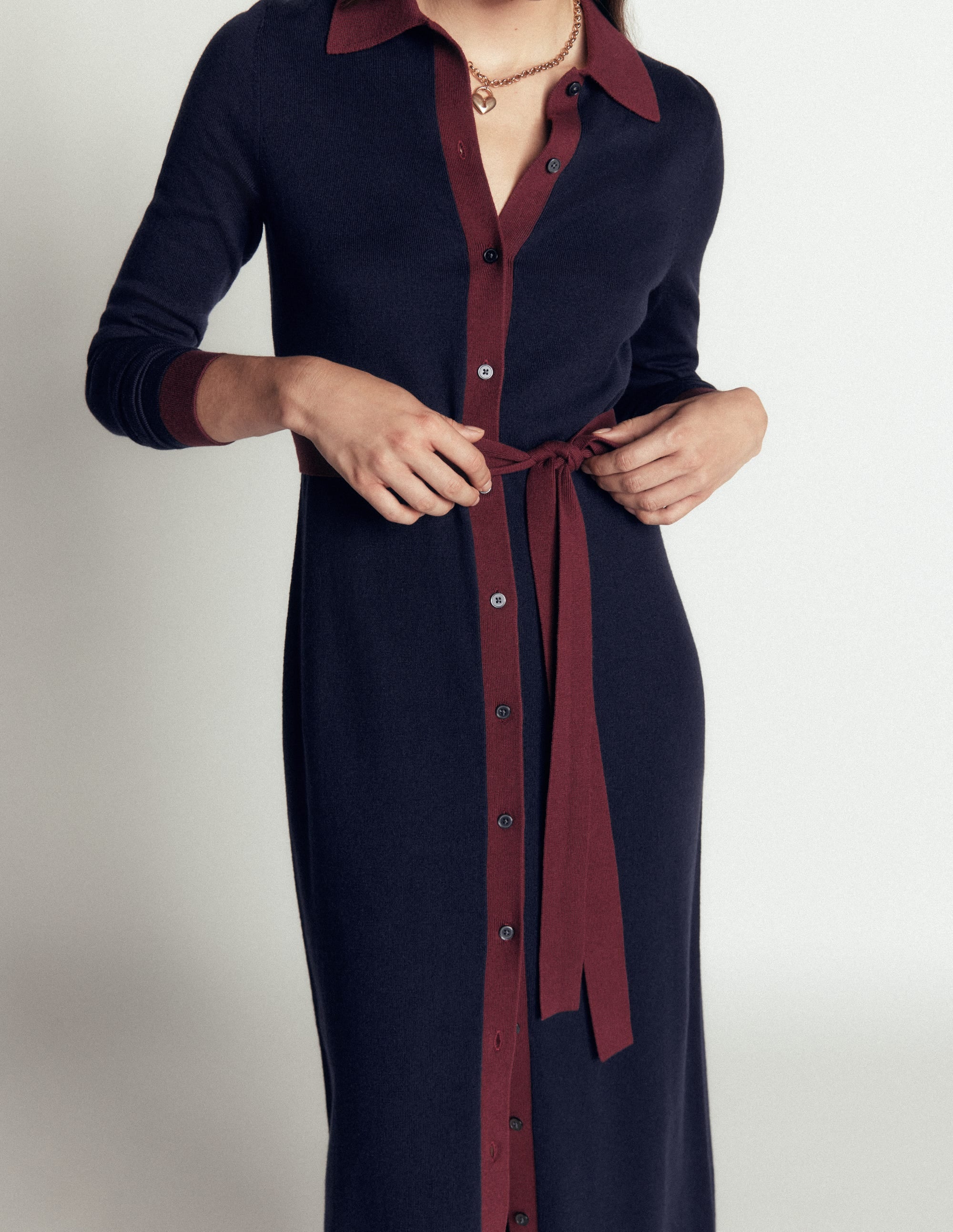 Jessica Knitted Shirt Dress-Evening Blue, Deep Wisteria - Image 2