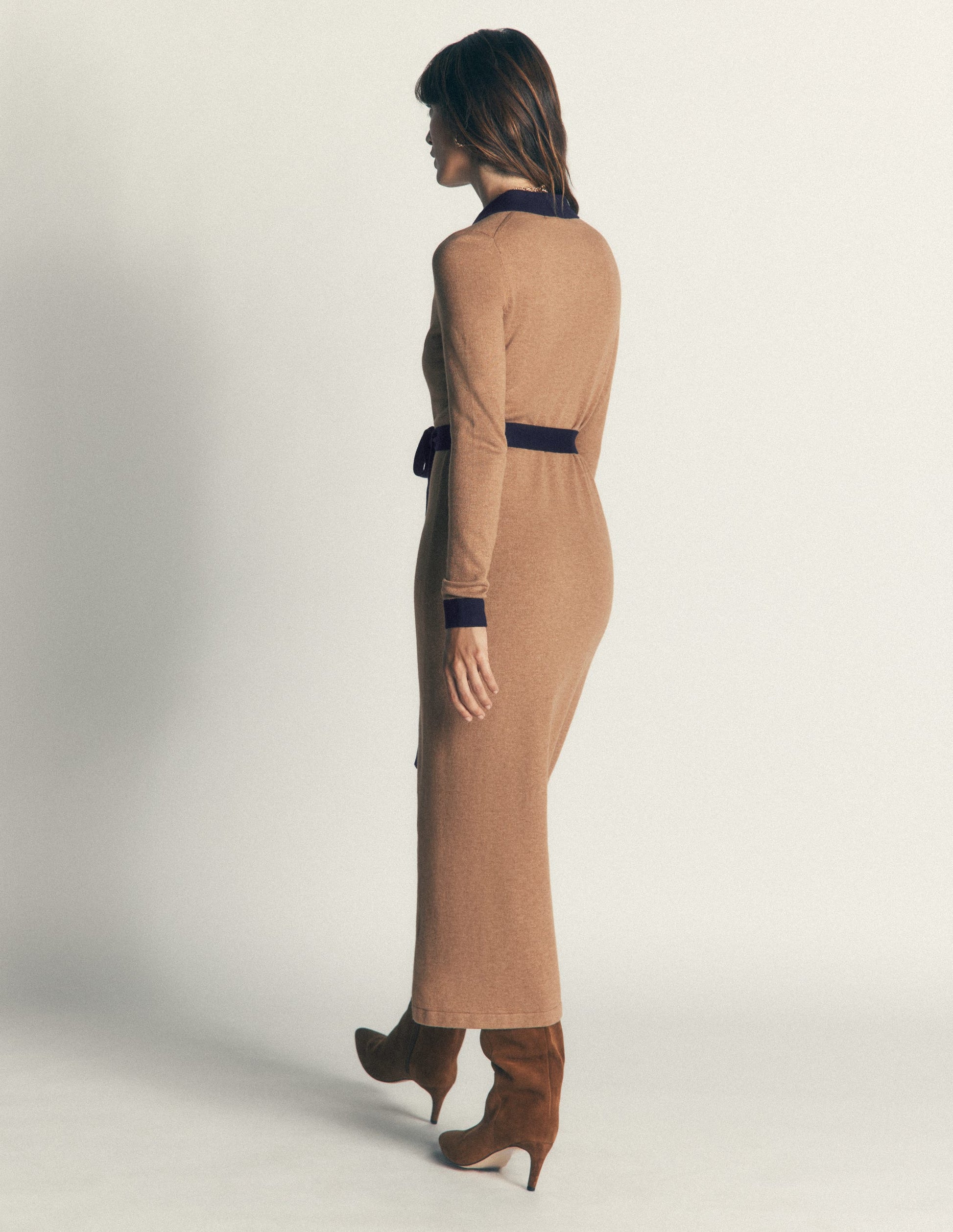 Jessica Knitted Shirt Dress-Fall Leaf/ Evening Blue-3