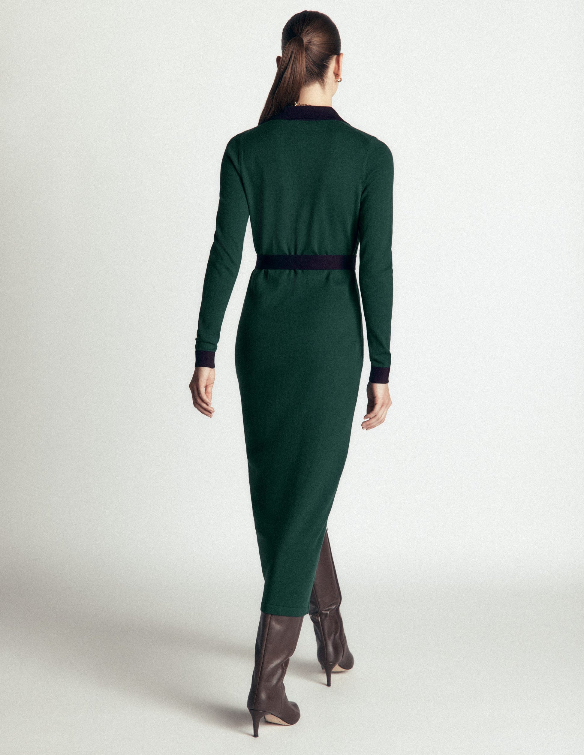 Jessica Knitted Shirt Dress-Malachite Green, Evening Blue-3