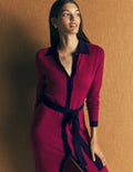 Jessica Knitted Shirt Dress-Ruby Red, Evening Blue