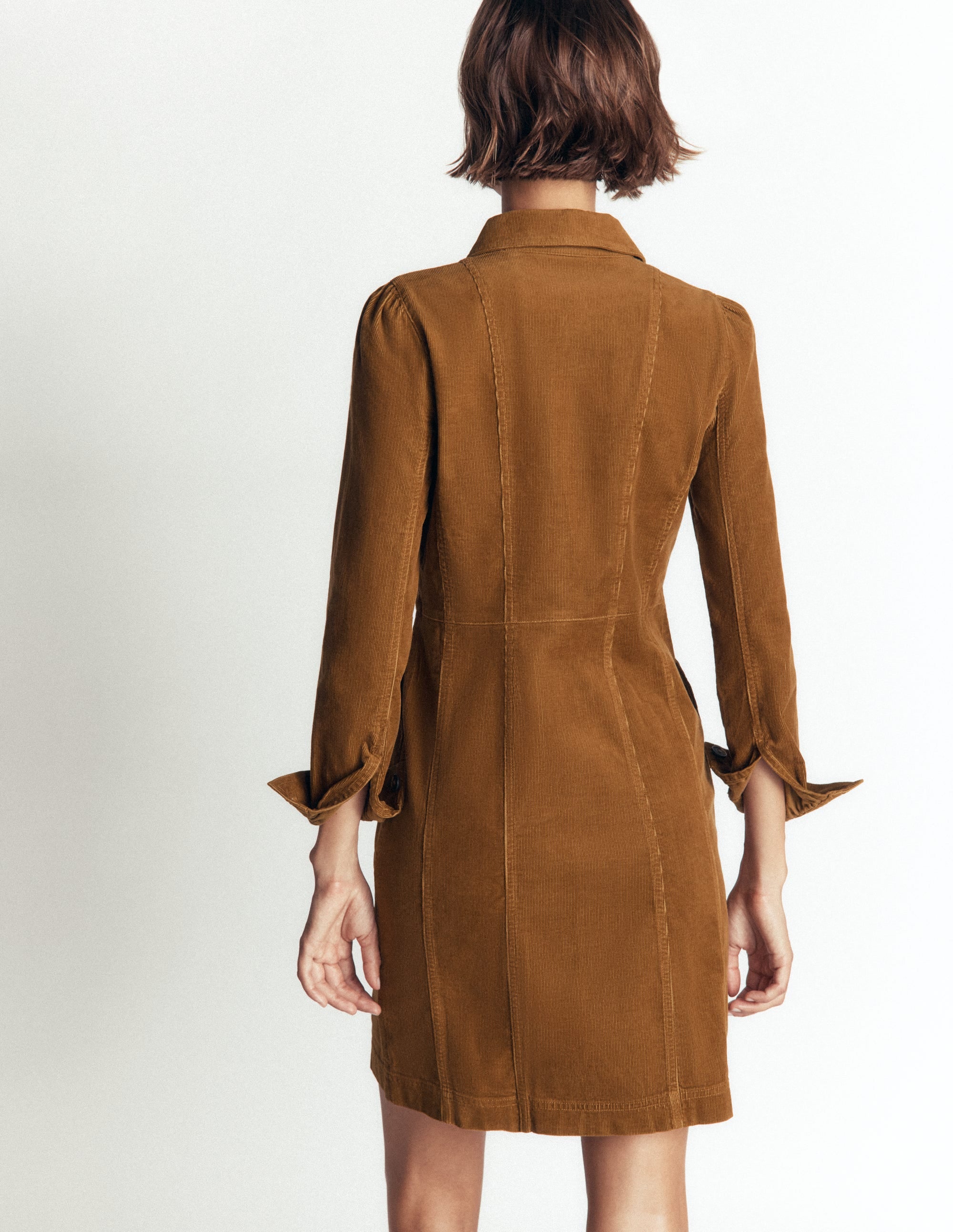 Rhoda Cord Short Dress-Gingerbread - Image 3