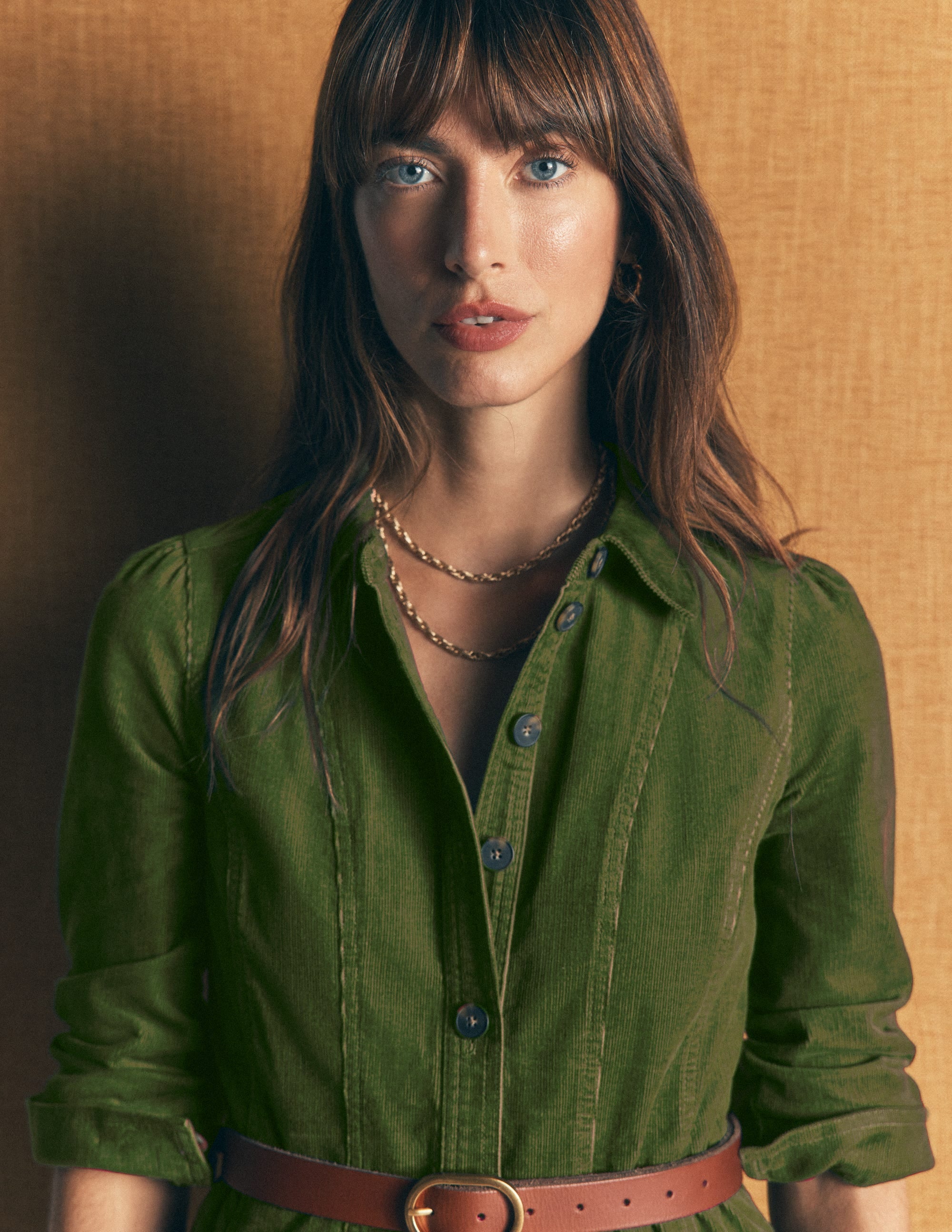 Rhoda Cord Short Dress-Forest Green - Image 2