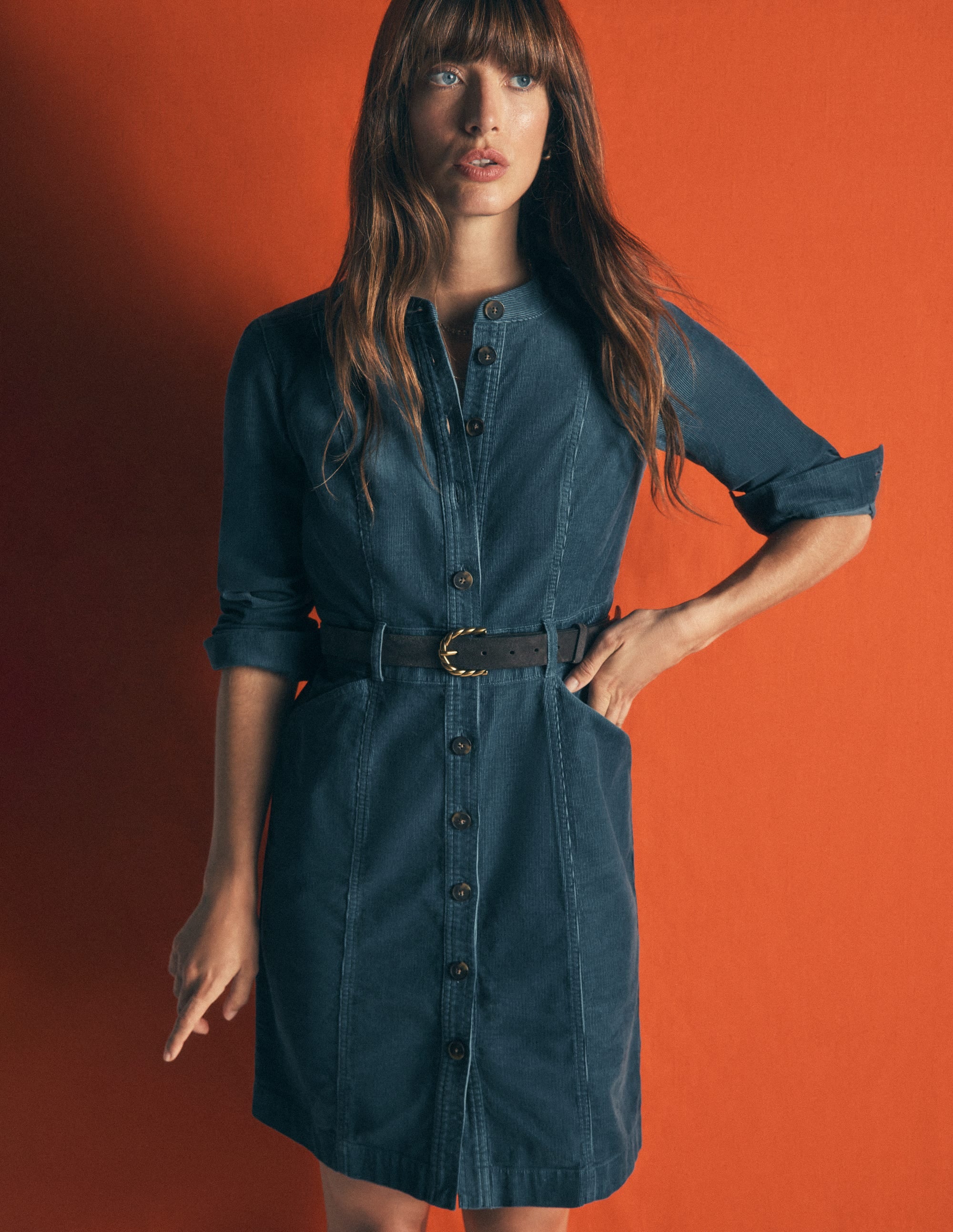 Zara Cord Short Dress-Storm Blue - Image 1