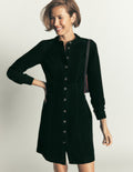 Zara Cord Short Dress-Midnight Emerald