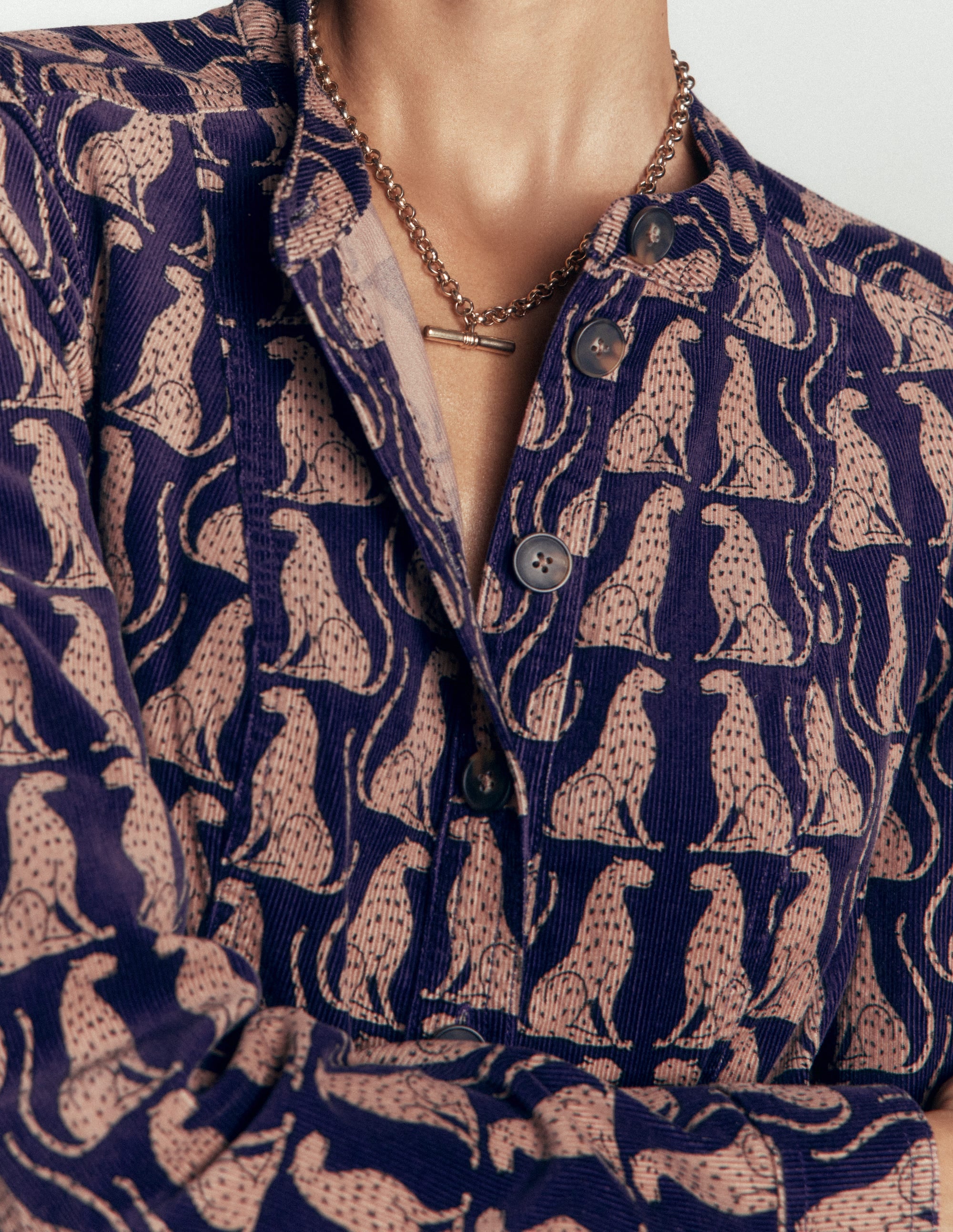 Zara Cord Short Dress-Zodiac Purple, Patient Leopard - Image 2