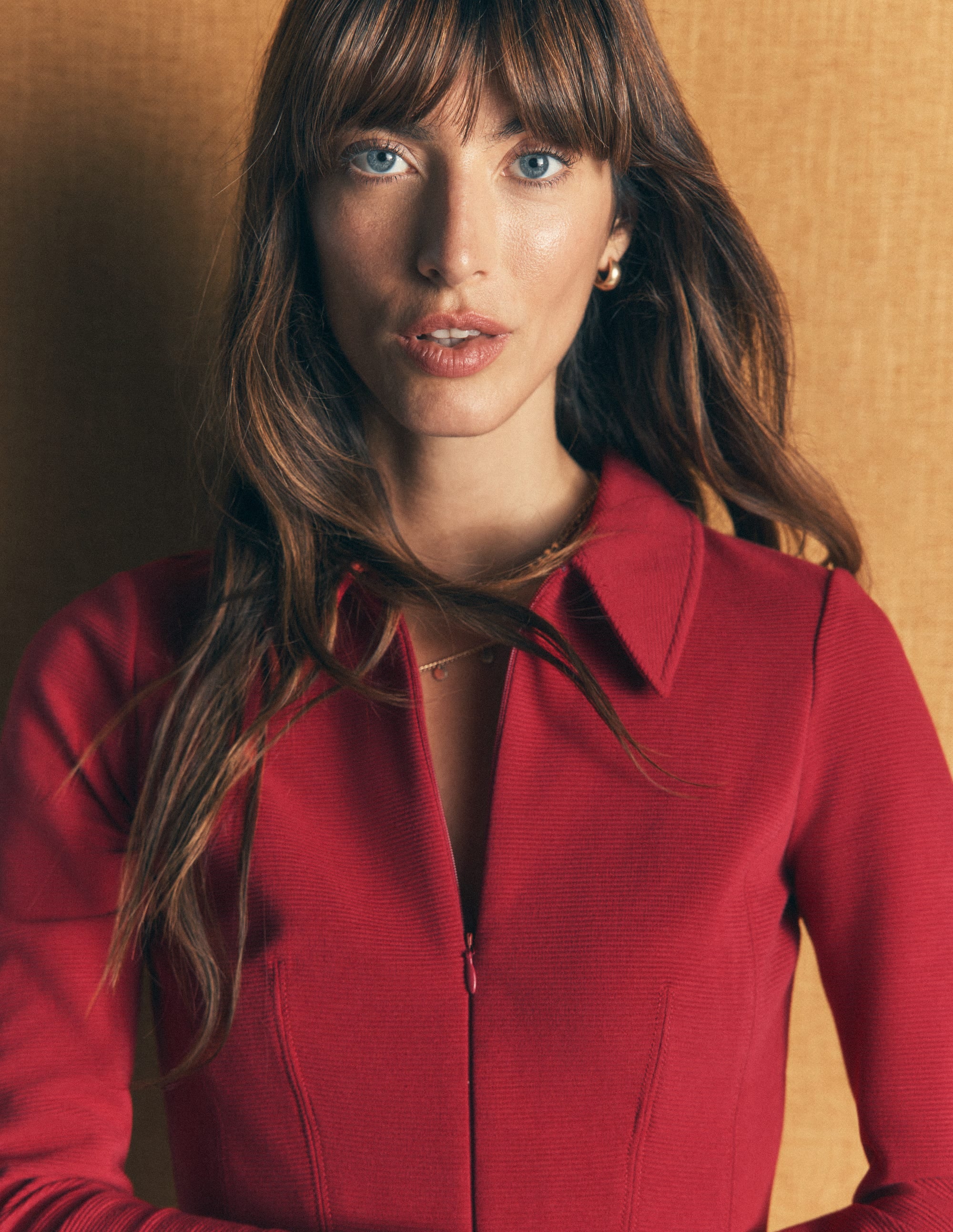 Nia Ottoman Long Sleeve Dress-Crimson red - Image 3