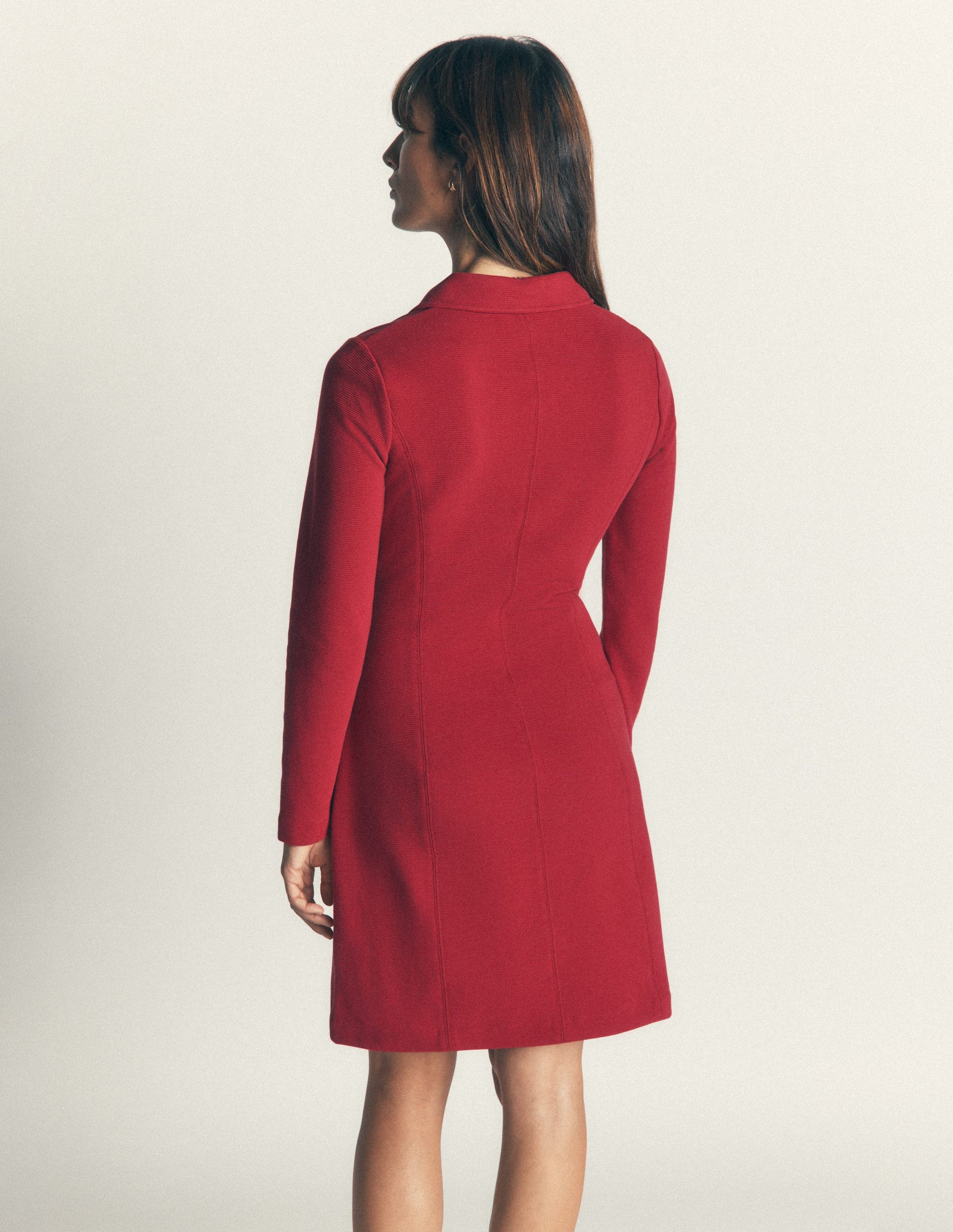 Nia Ottoman Long Sleeve Dress-Crimson red-4