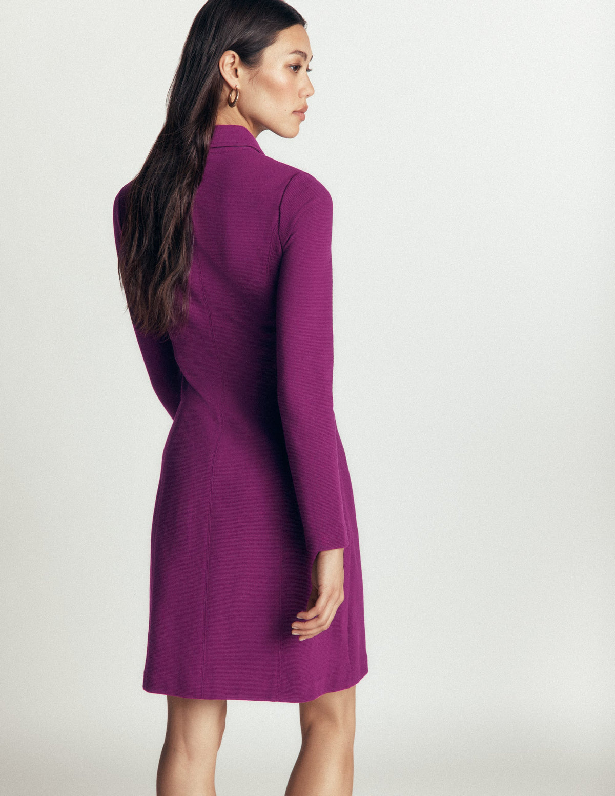 Nia Ottoman Long Sleeve Dress-Plum Jam - Image 3