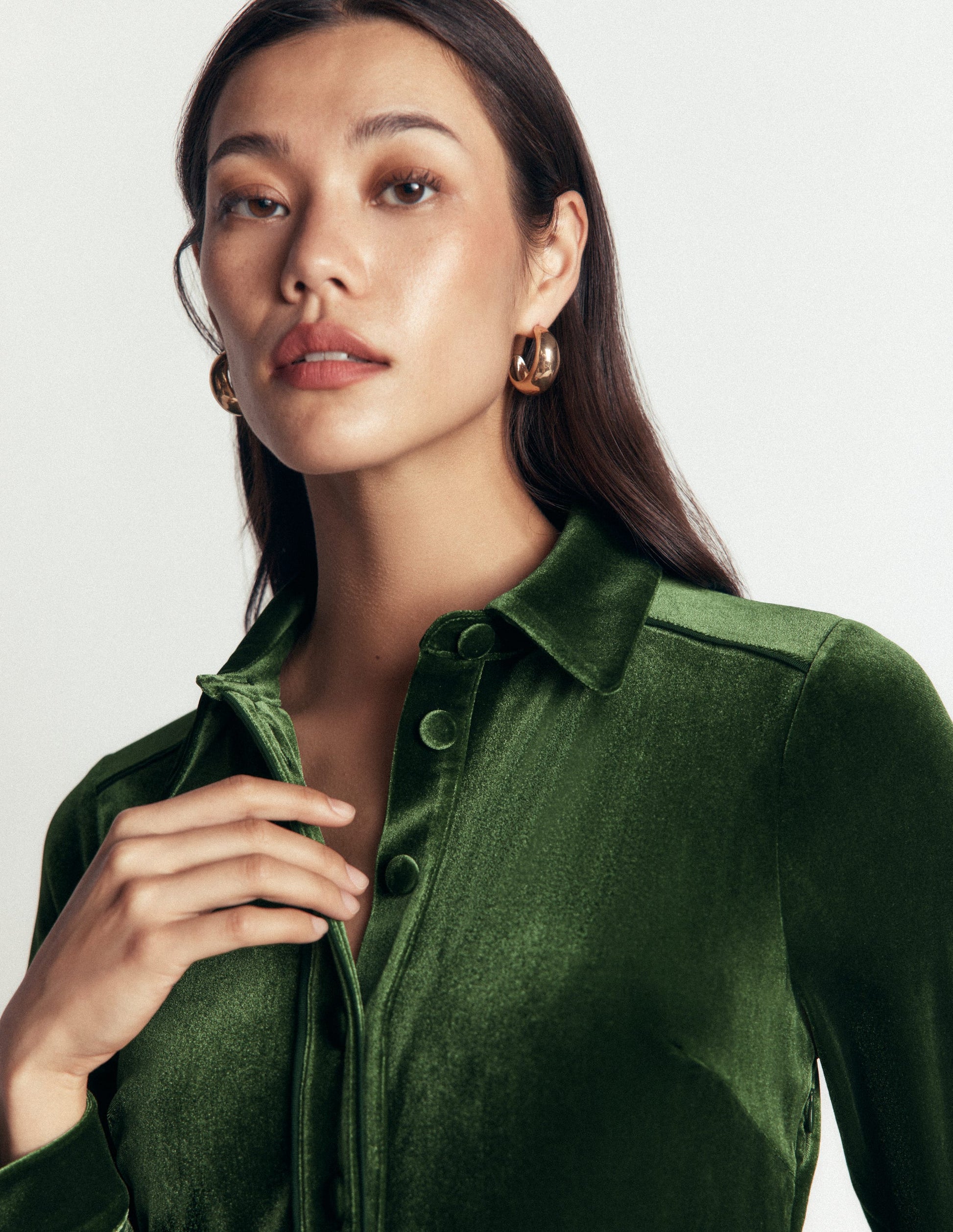 Etta Piping Velvet Dress-Douglas Fir-3