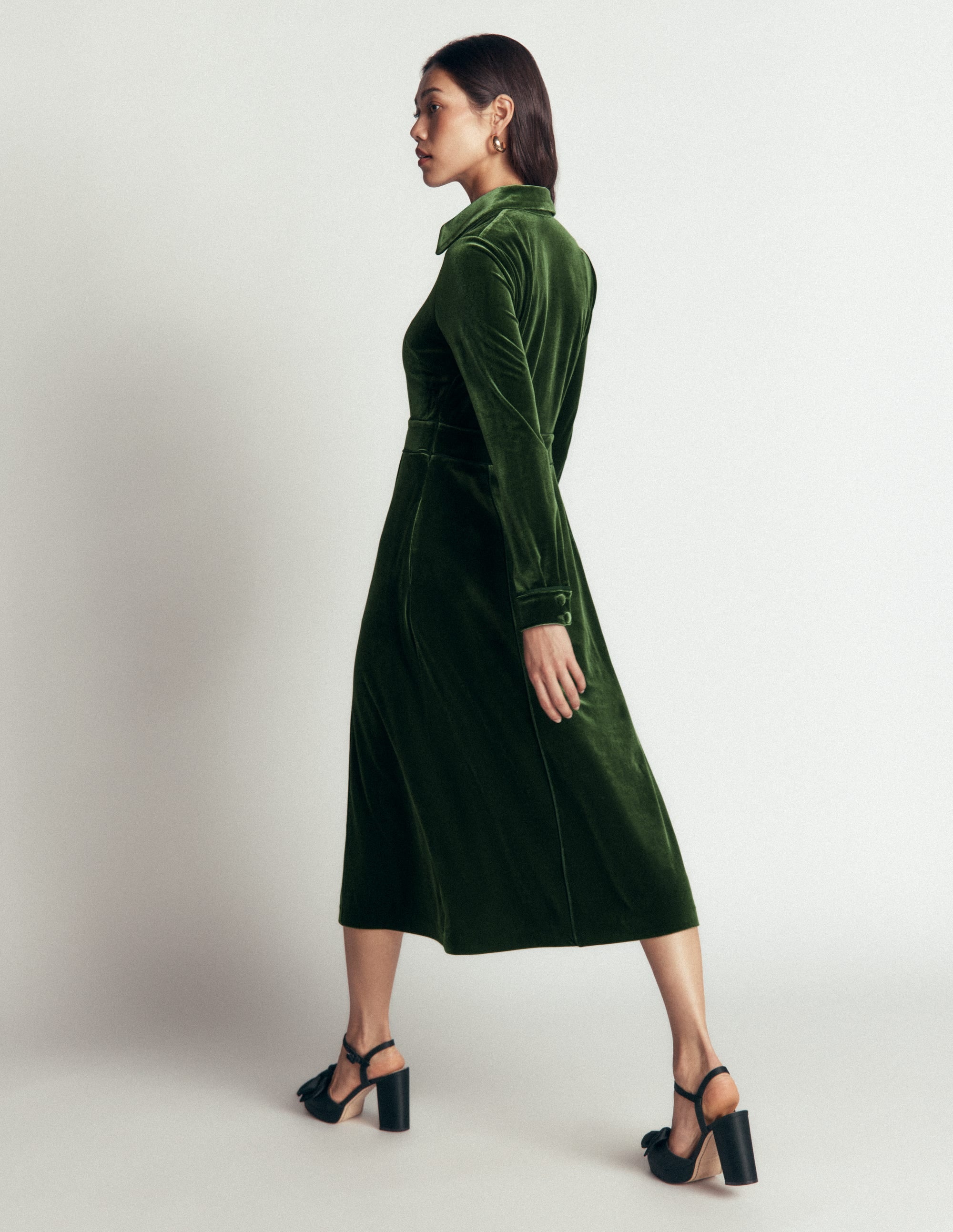 Etta Piping Velvet Dress-Douglas Fir - Image 4
