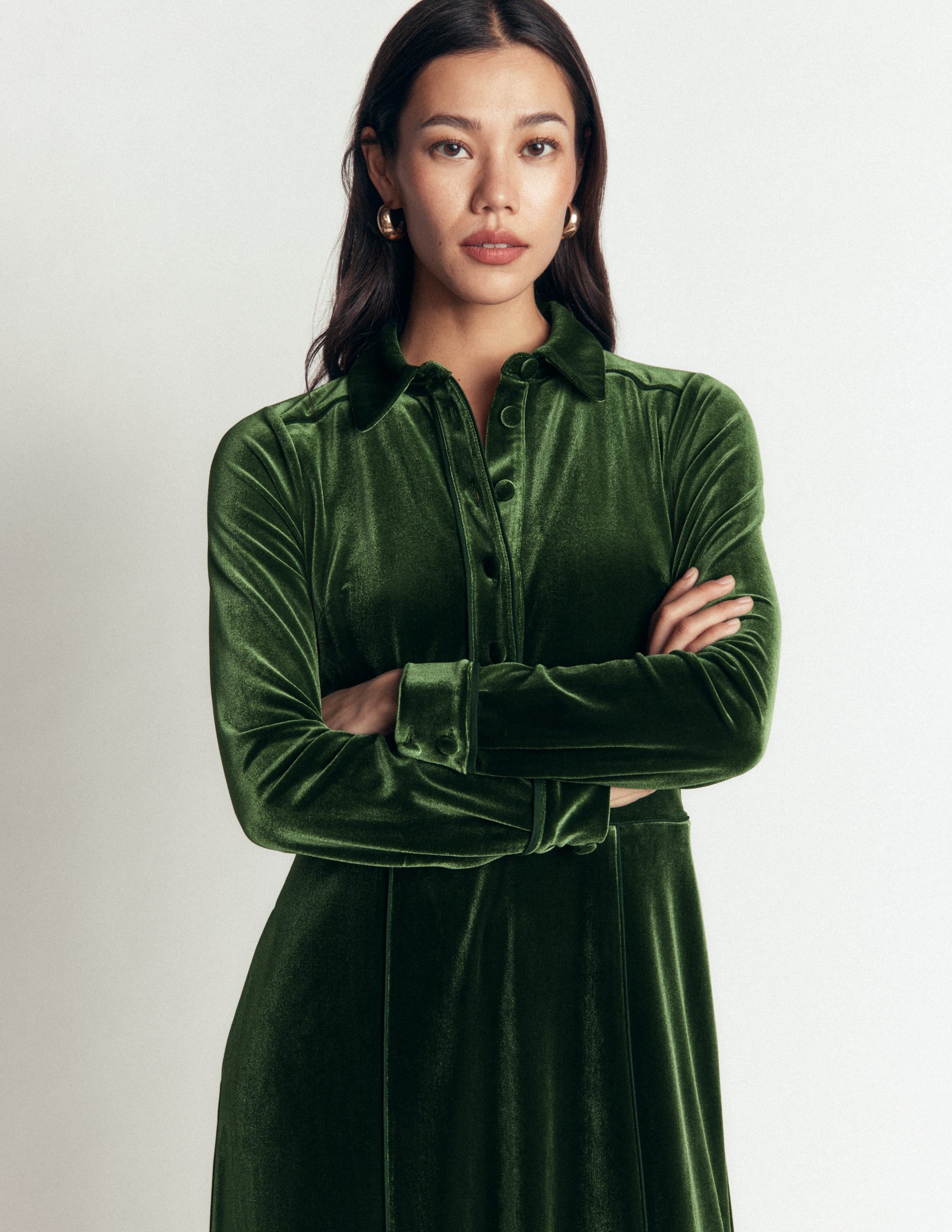 Etta Piping Velvet Dress-Douglas Fir - Image 6