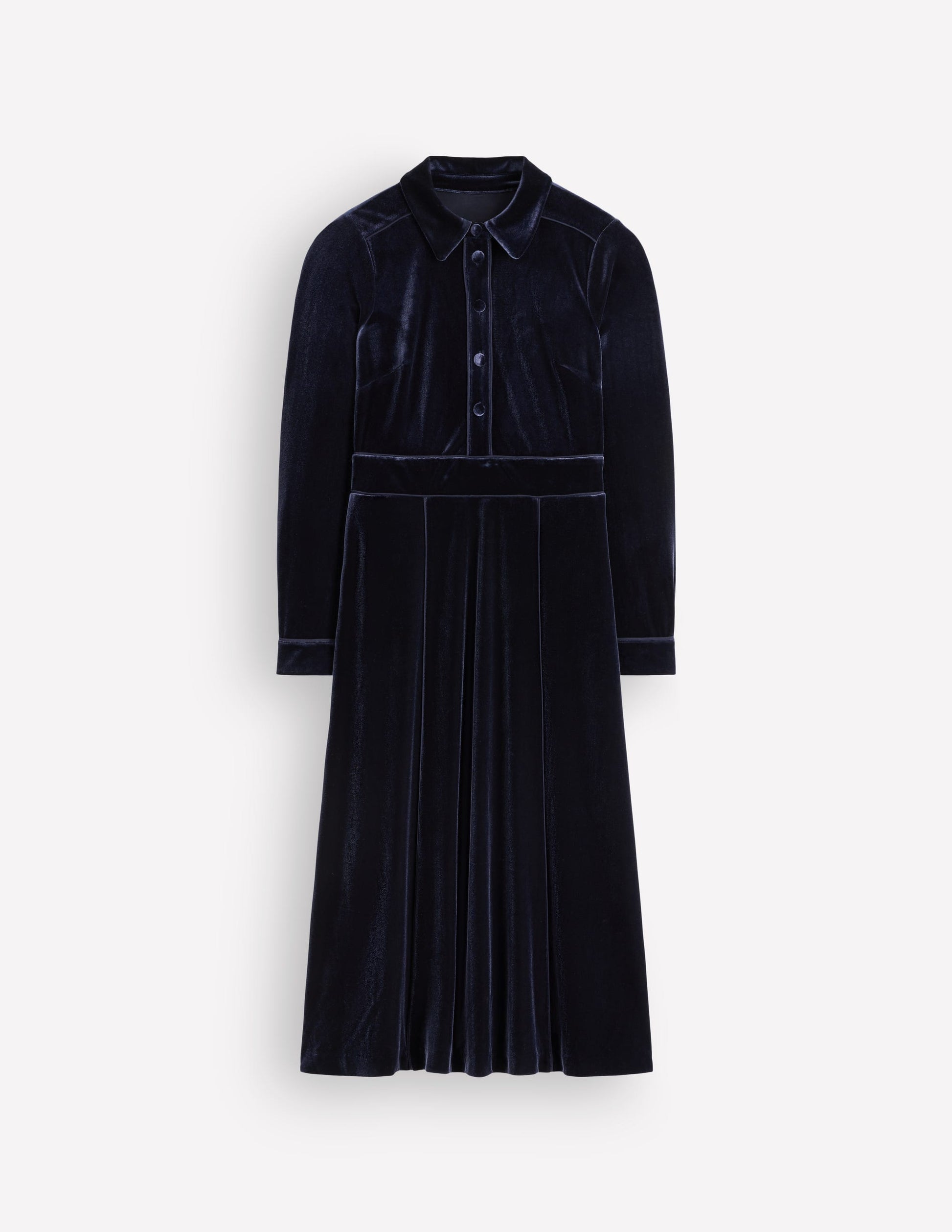 Etta Piping Velvet Dress-Navy-5