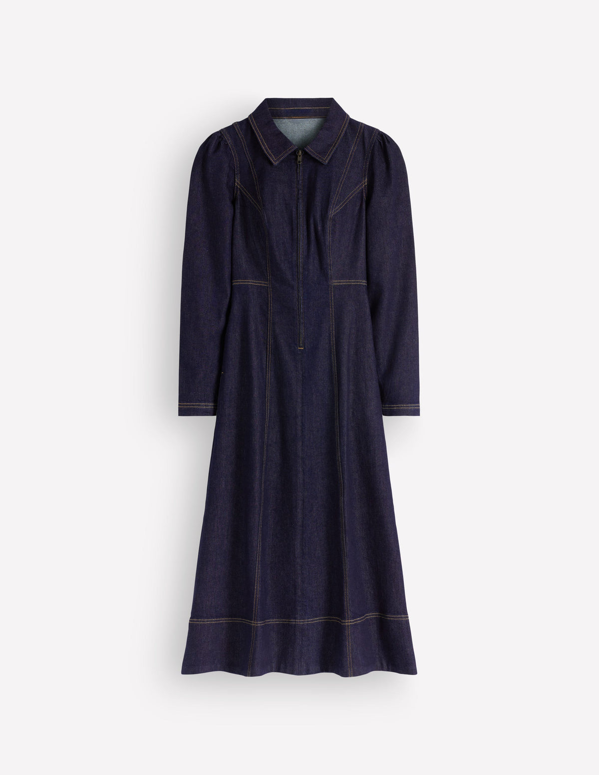 Una Collared Denim Midi Dress-Dark Vintage Denim - Image 5