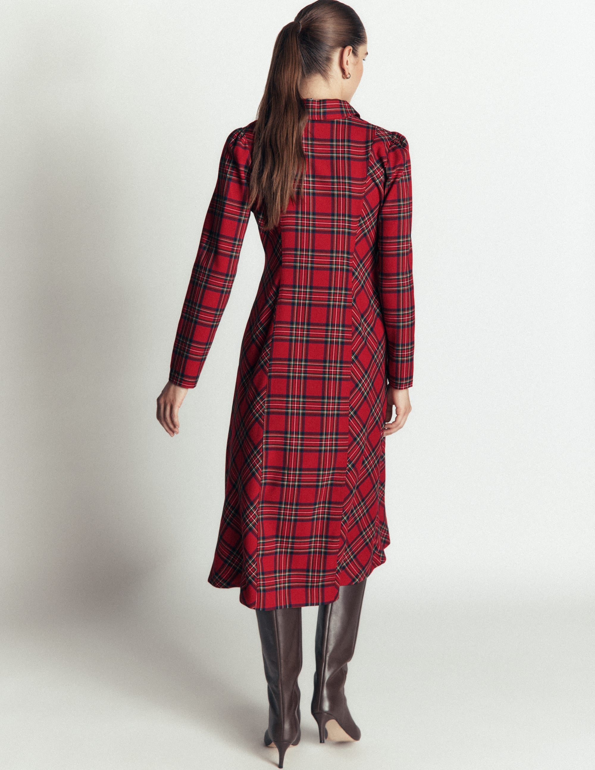 Una Collared Check Midi Dress-Red, Blue and Green Check - Image 4