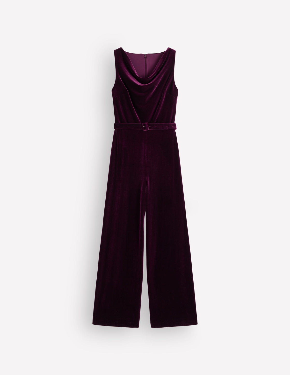 Cowl Neck Velvet Jumpsuit-Dark Cherry-5